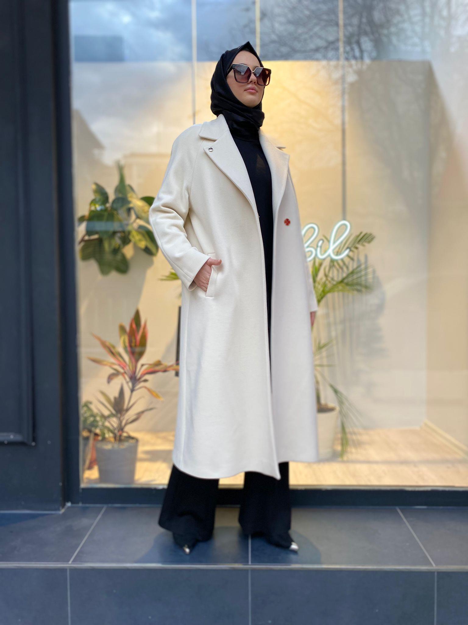 Senna Jasmine Kürklü Kaşe Kaban Ekru sd241041044004