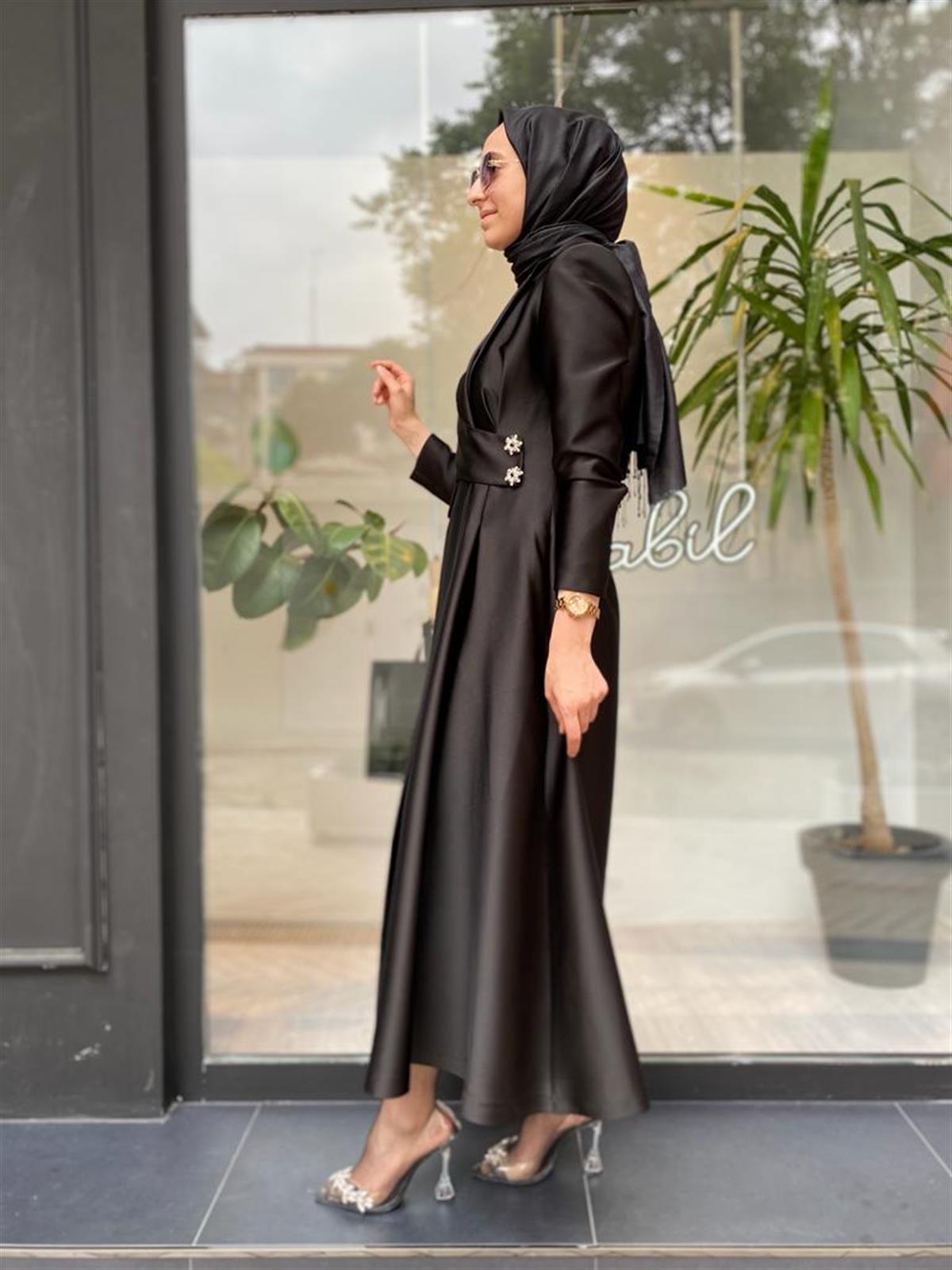 Senna Siyah Karina Kruvaze Elbise 3001S23