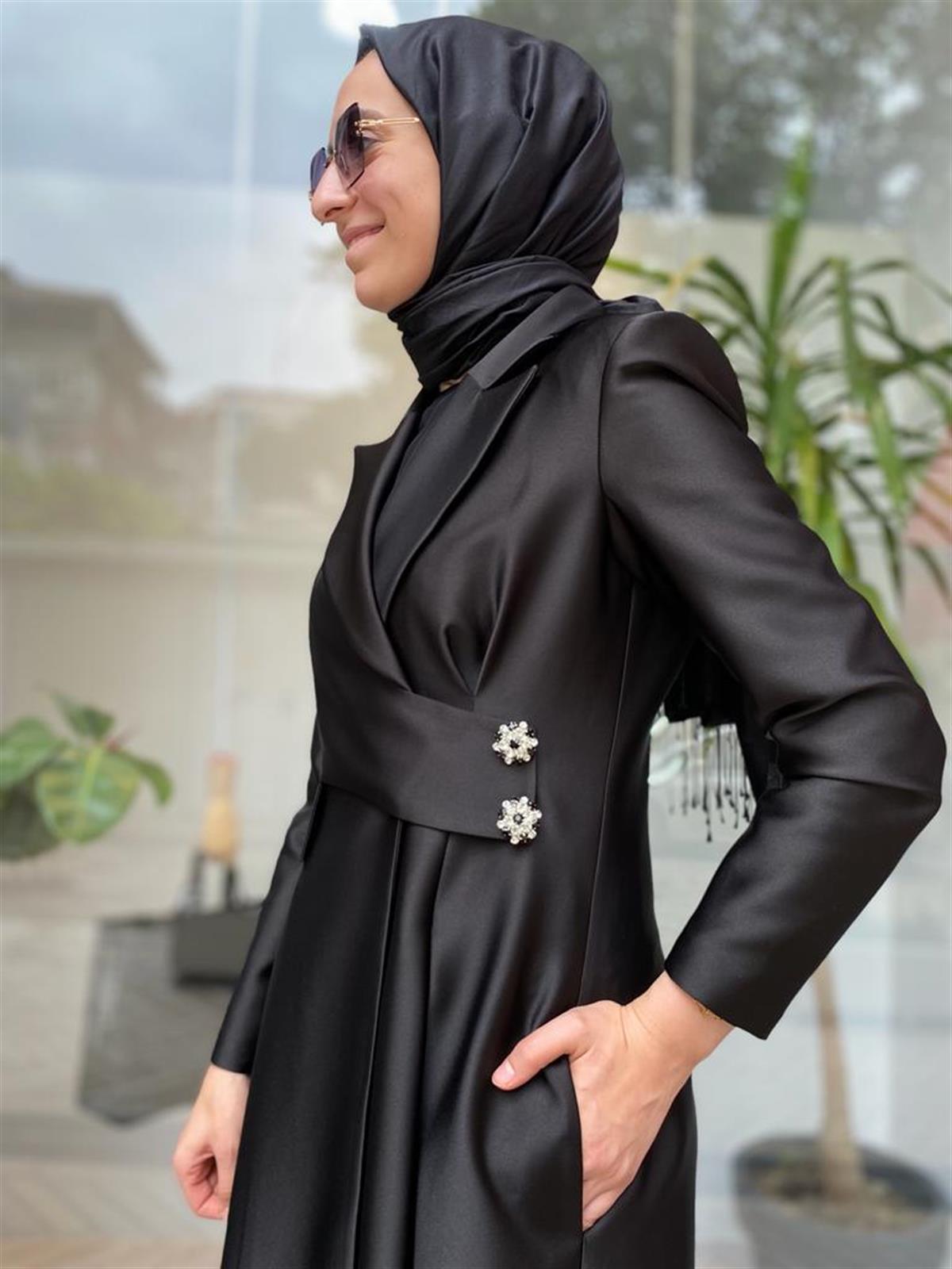 Senna Siyah Karina Kruvaze Elbise 3001S23
