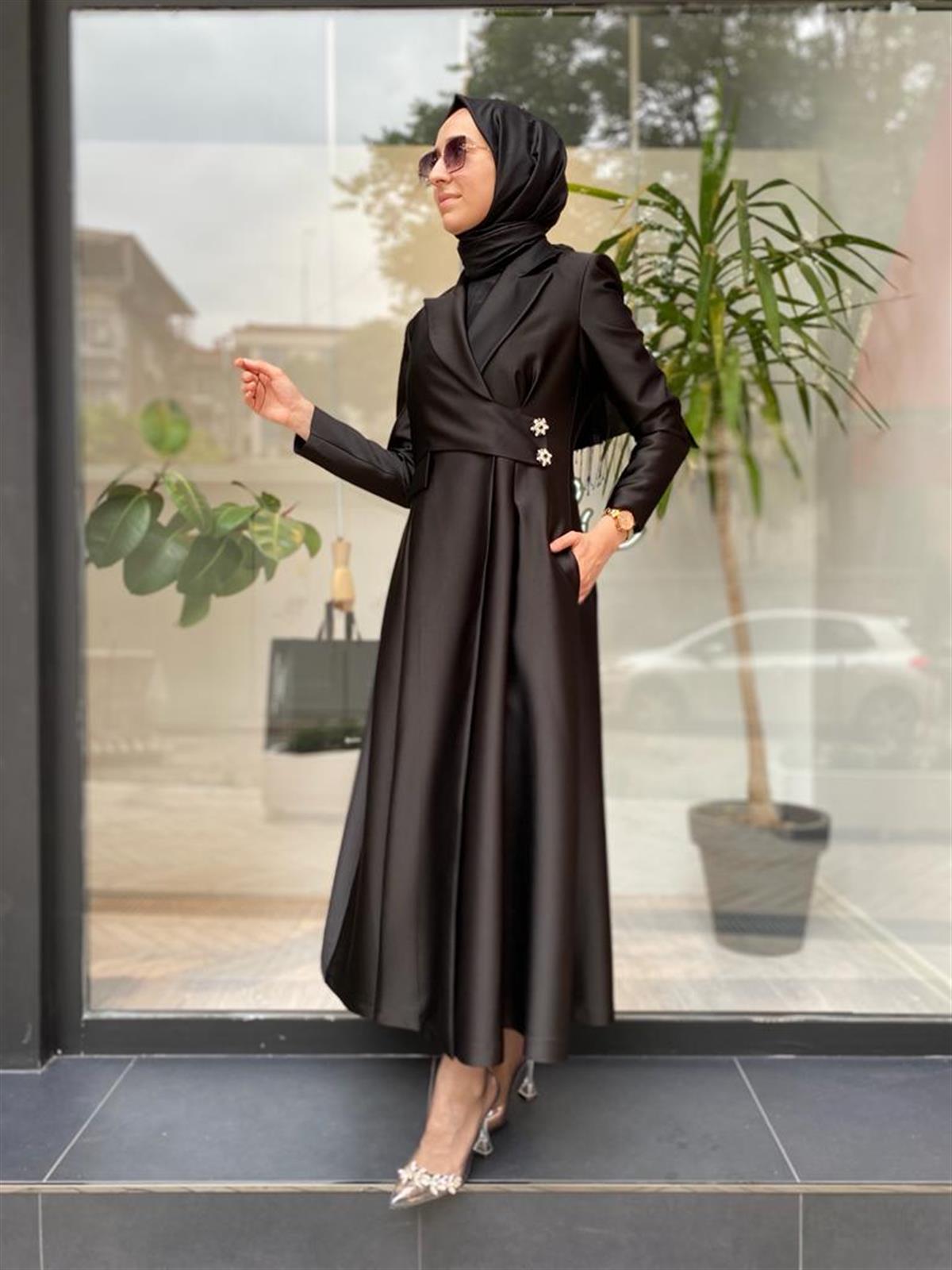 Senna Siyah Karina Kruvaze Elbise 3001S23