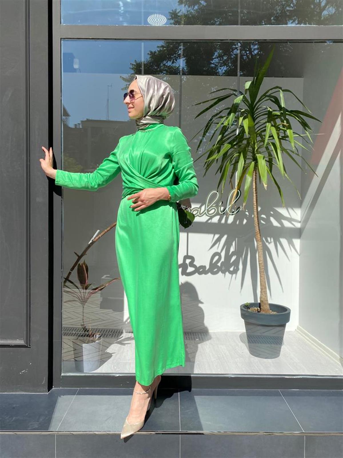 Senna Yeşil Inpeza Abaya 3053S23