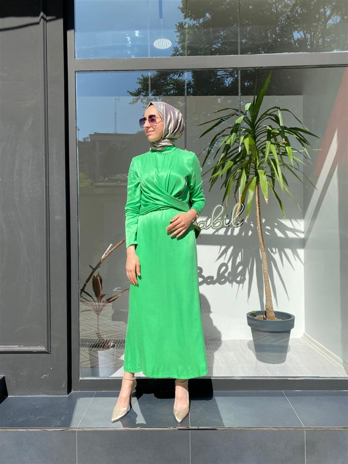 Senna Yeşil Inpeza Abaya 3053S23