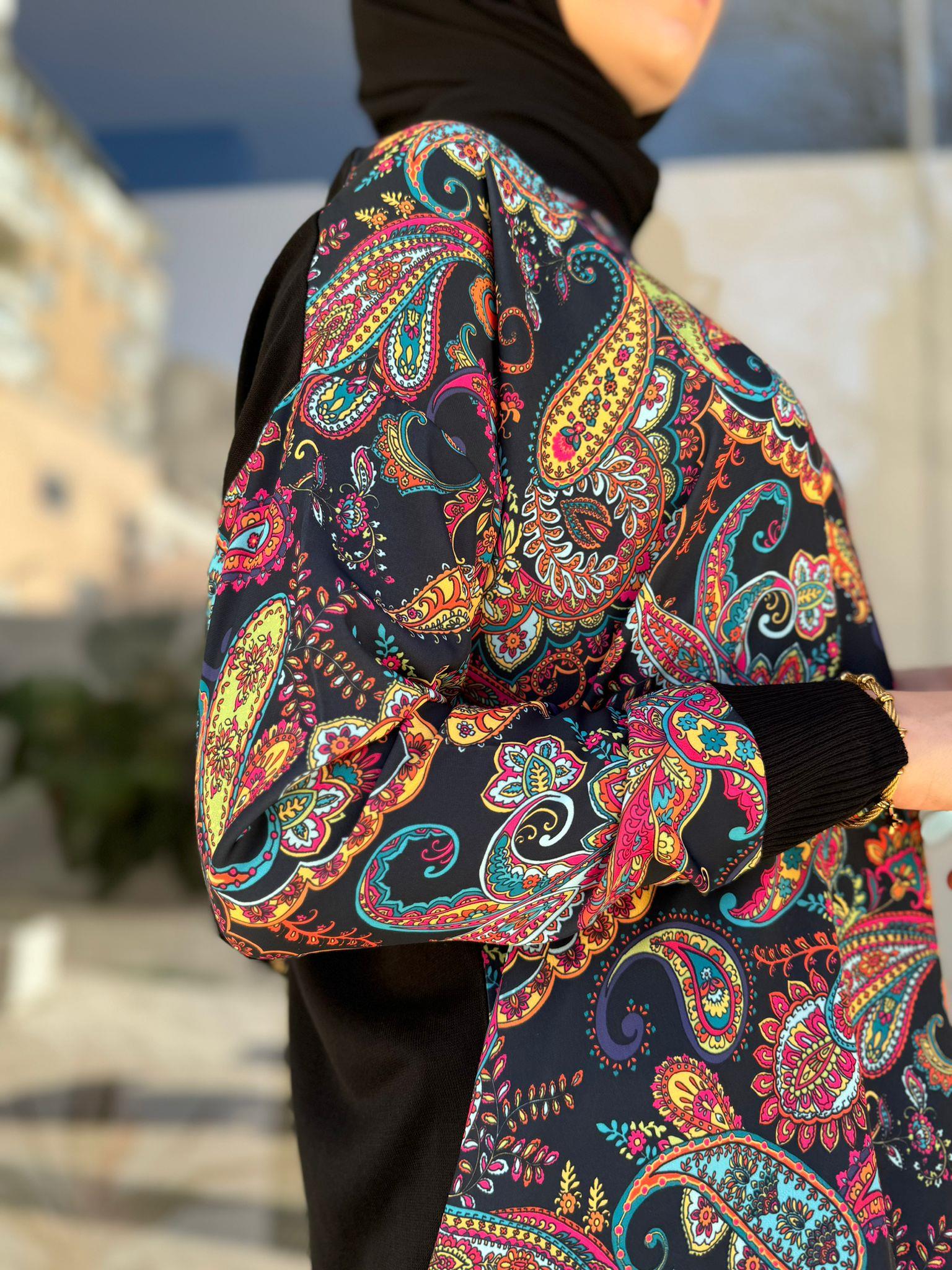 Tığ Triko Önü Kumaş Detaylı Tunik Siyah 21386