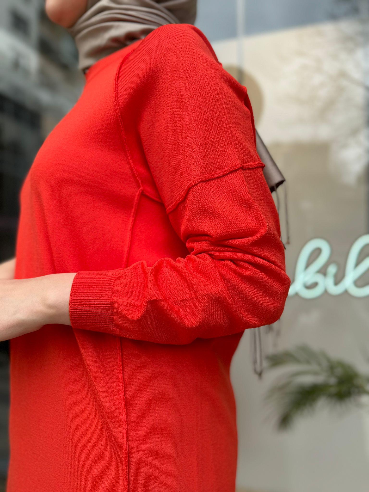 Tığ Triko Ters Dikiş Detaylı Basic Triko Coral 21479