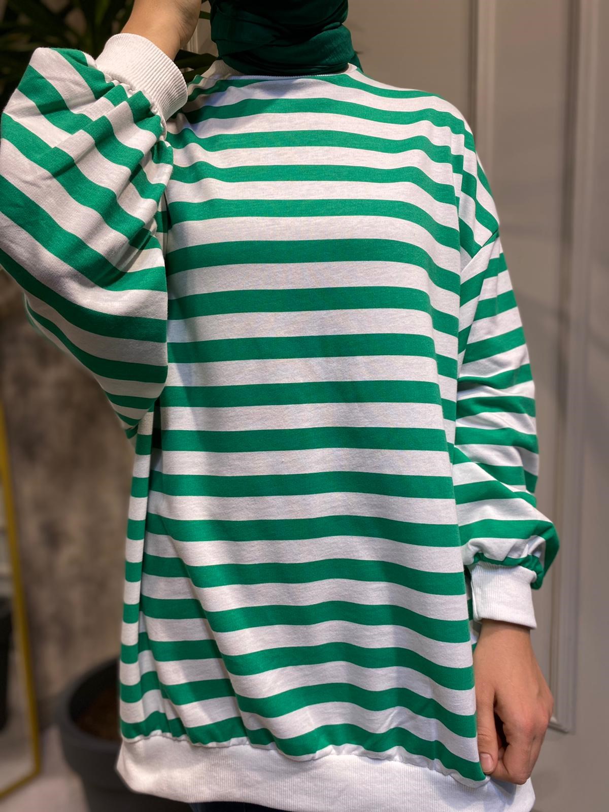 Touche Çizgili Sweat Yeşil 22F1R006