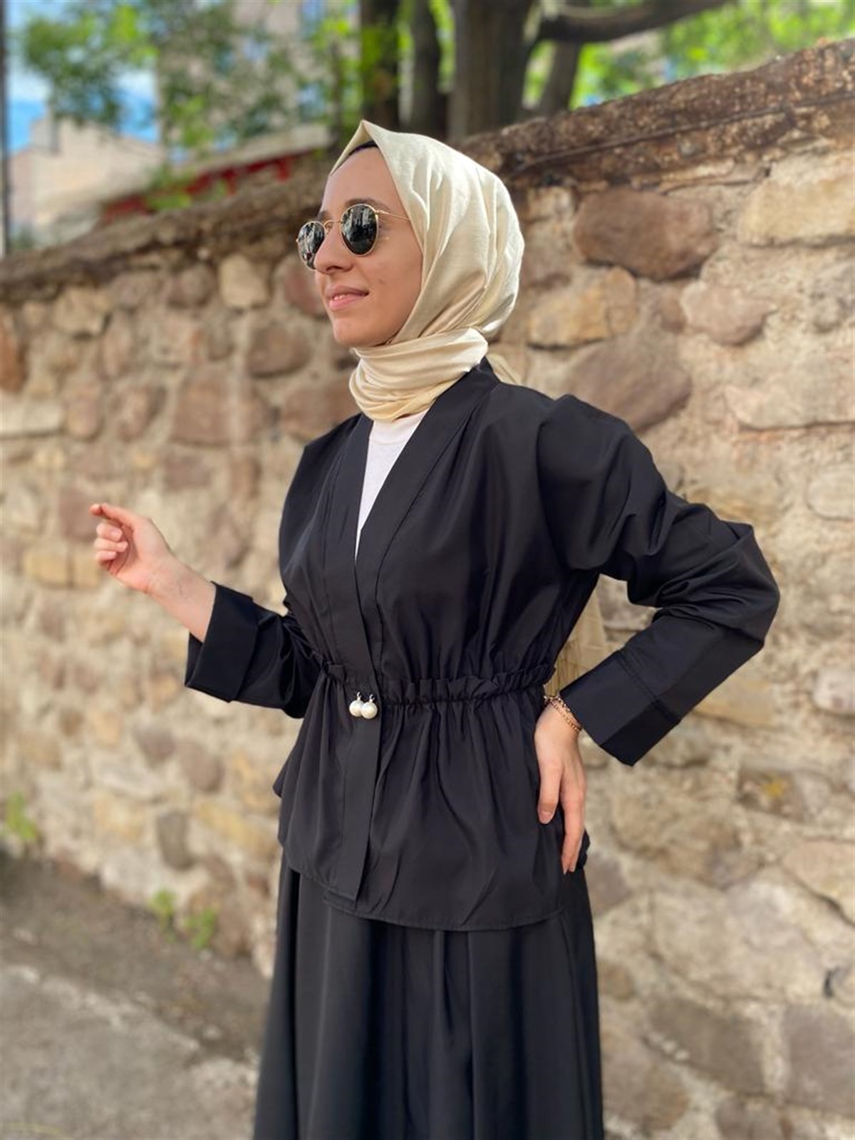 Touche İnci Düğmeli Ceket Siyah 22Y1X030