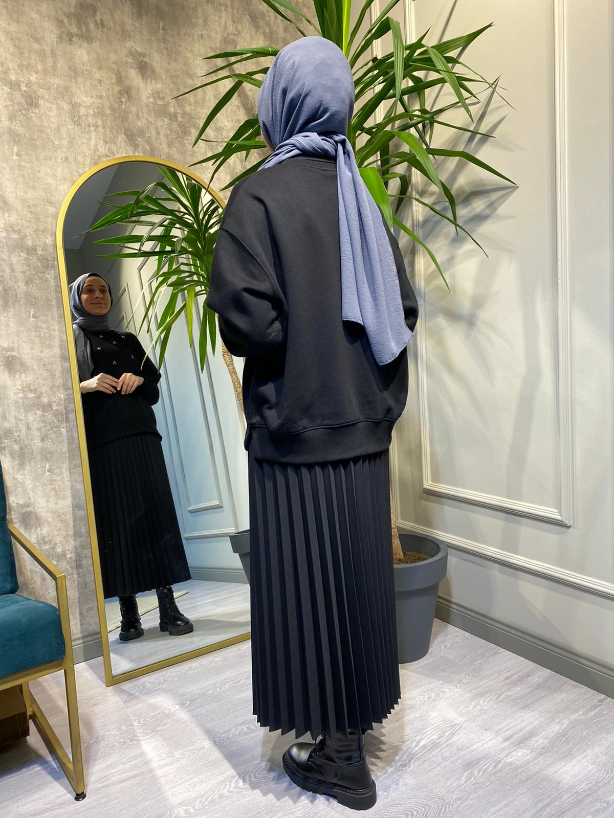 Touche Taş İşlemeli Siyah Sweat 22F1R018