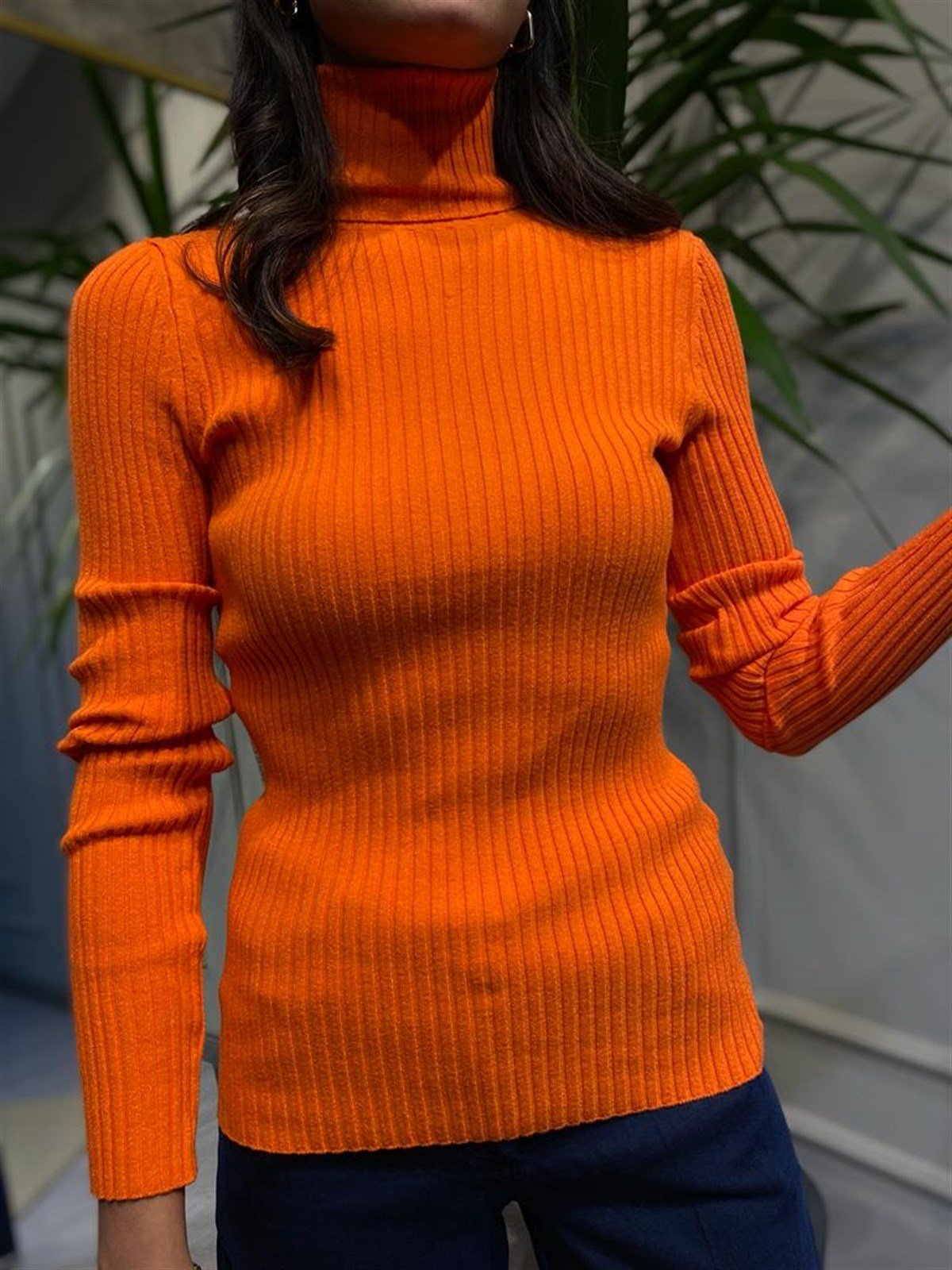 Unique Boğazlı Triko Badi Oranj UW231003
