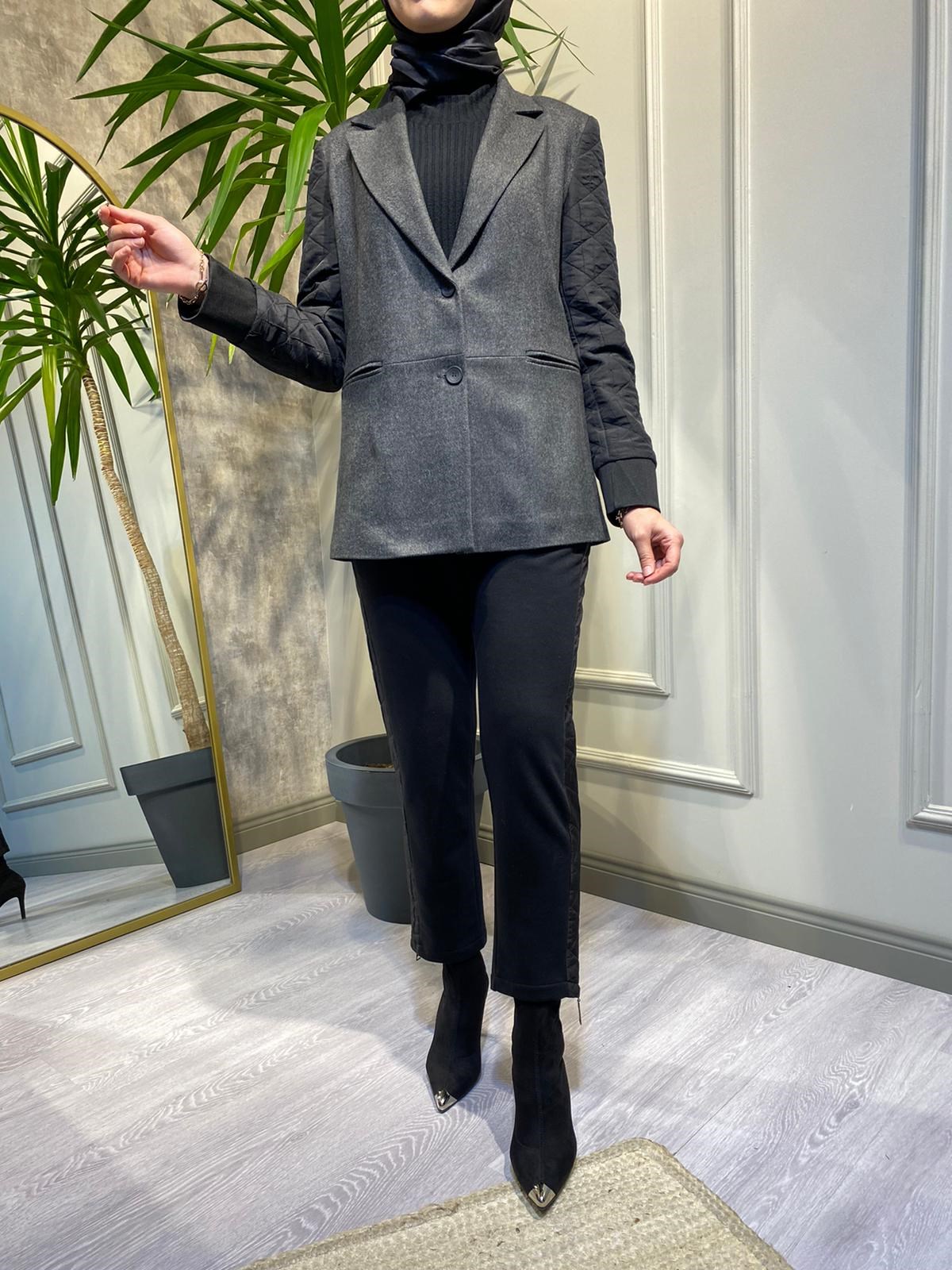 Unique Yanları Kapitone Pantalon Antrasit UW233426
