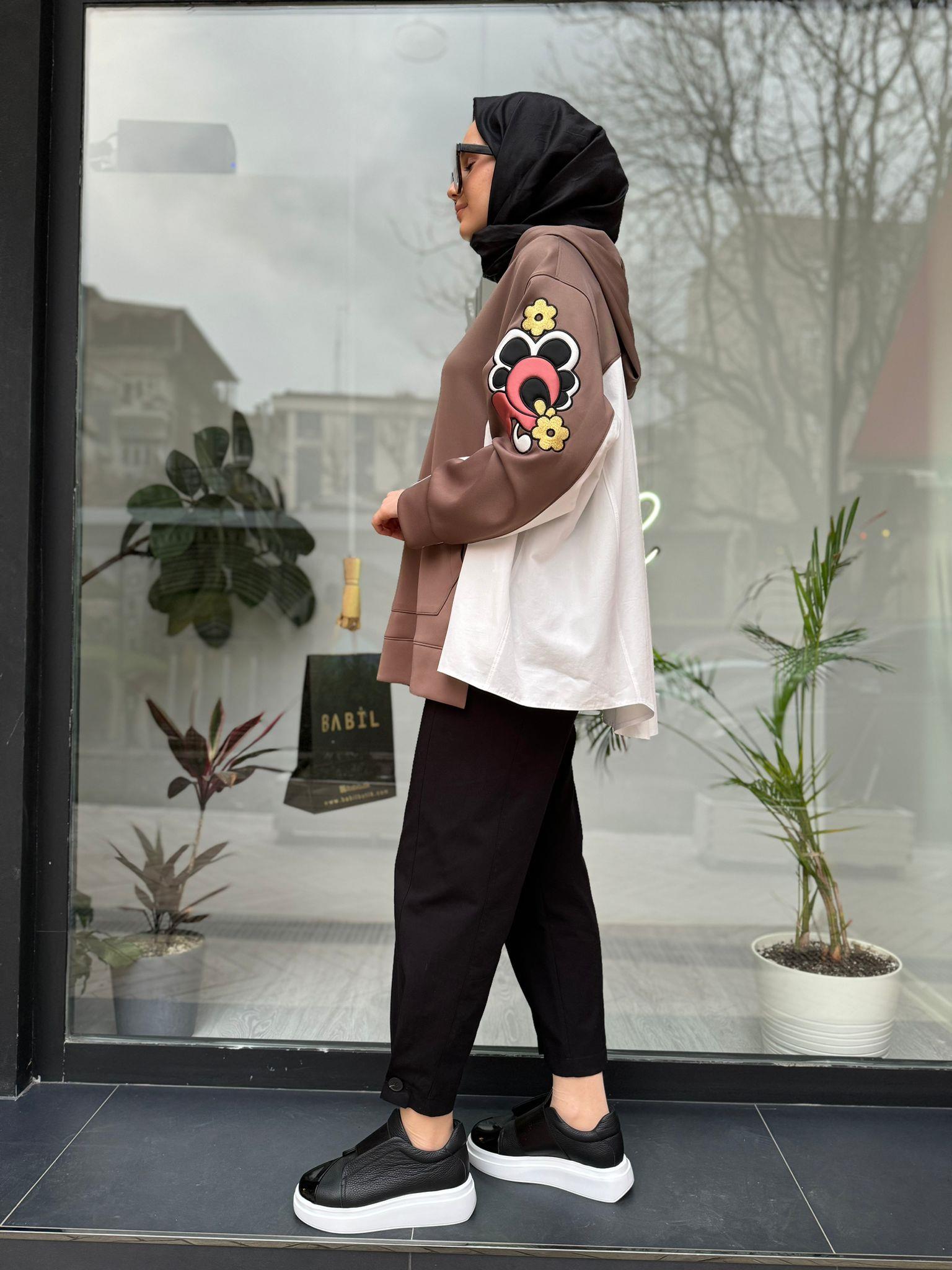 Venöve Hoodie Sweat Kolu Nakış Detaylı Vizon 24sswe0003