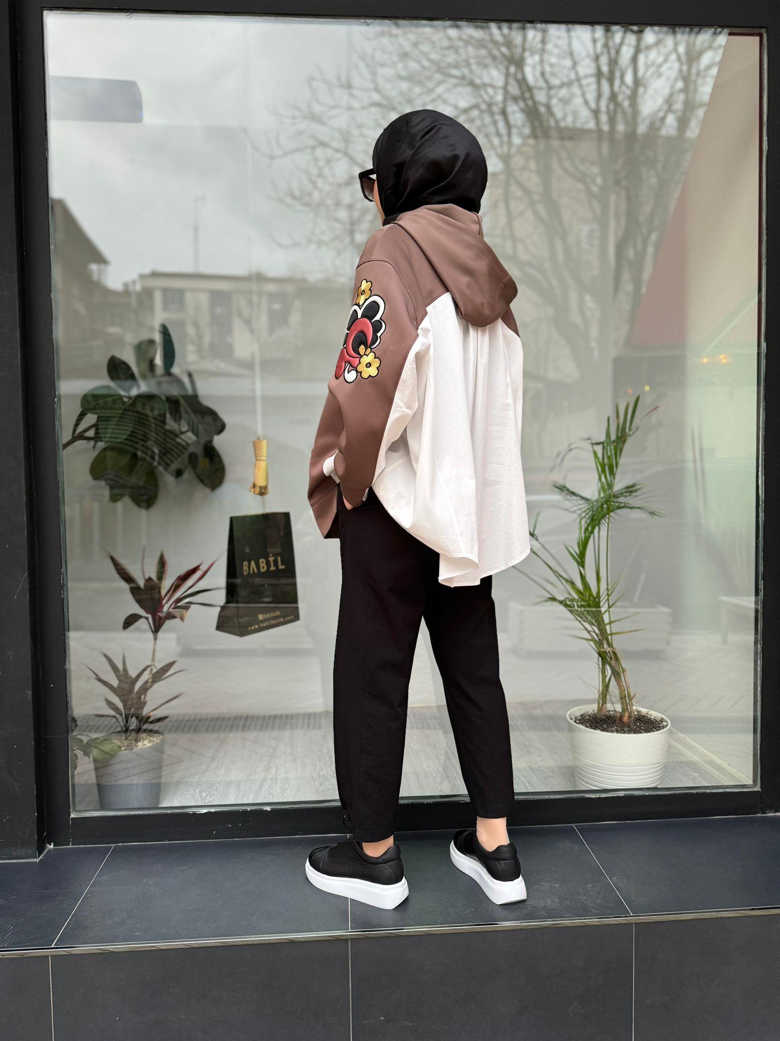 Venöve Hoodie Sweat Kolu Nakış Detaylı Vizon 24sswe0003
