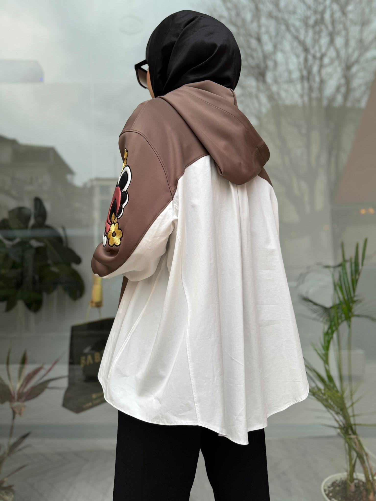 Venöve Hoodie Sweat Kolu Nakış Detaylı Vizon 24sswe0003