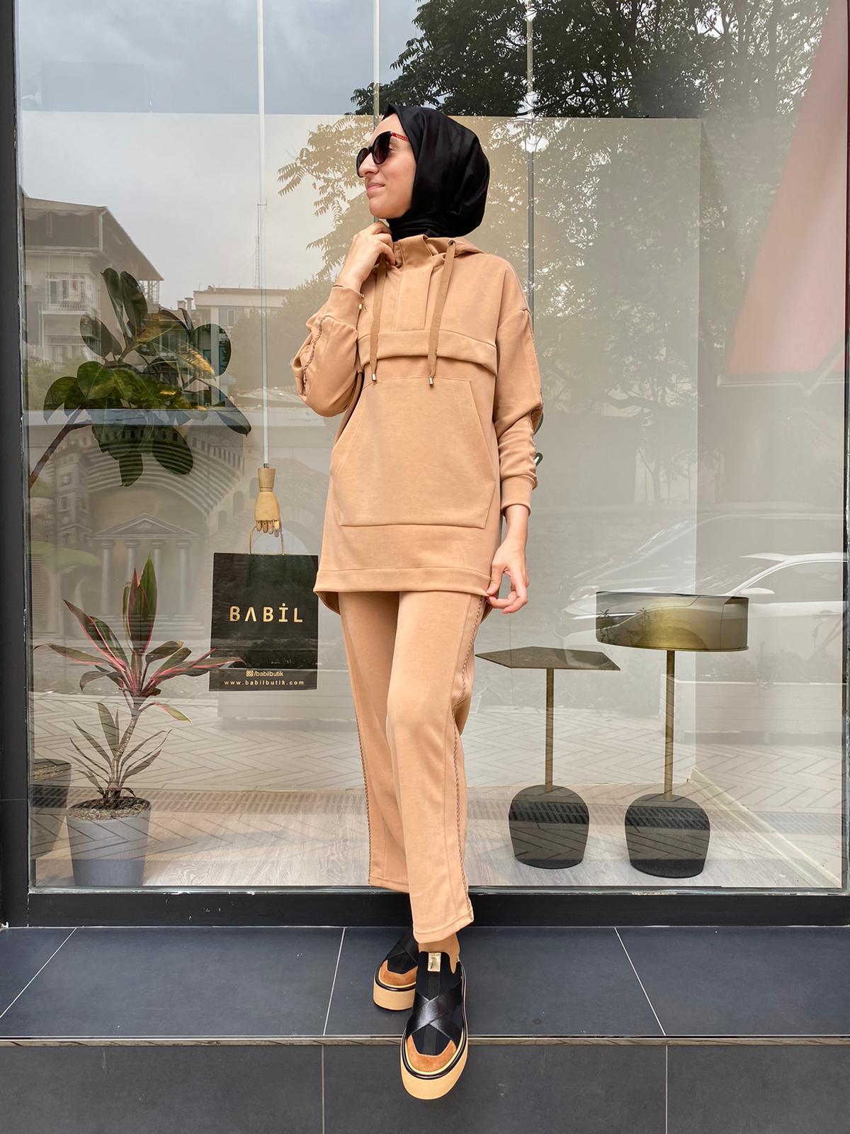 Venöve Zyra Sweat Ve Pantolon Takım Camel 24FWSWE0012