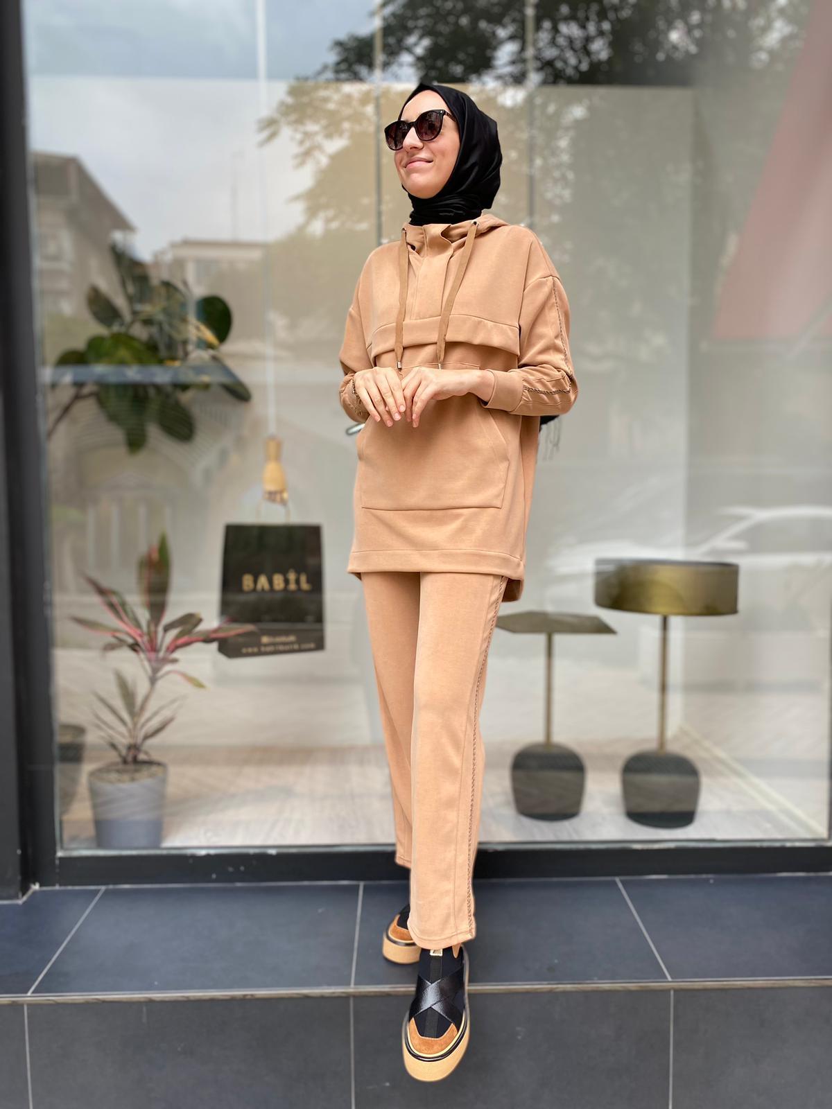 Venöve Zyra Sweat Ve Pantolon Takım Camel 24FWSWE0012