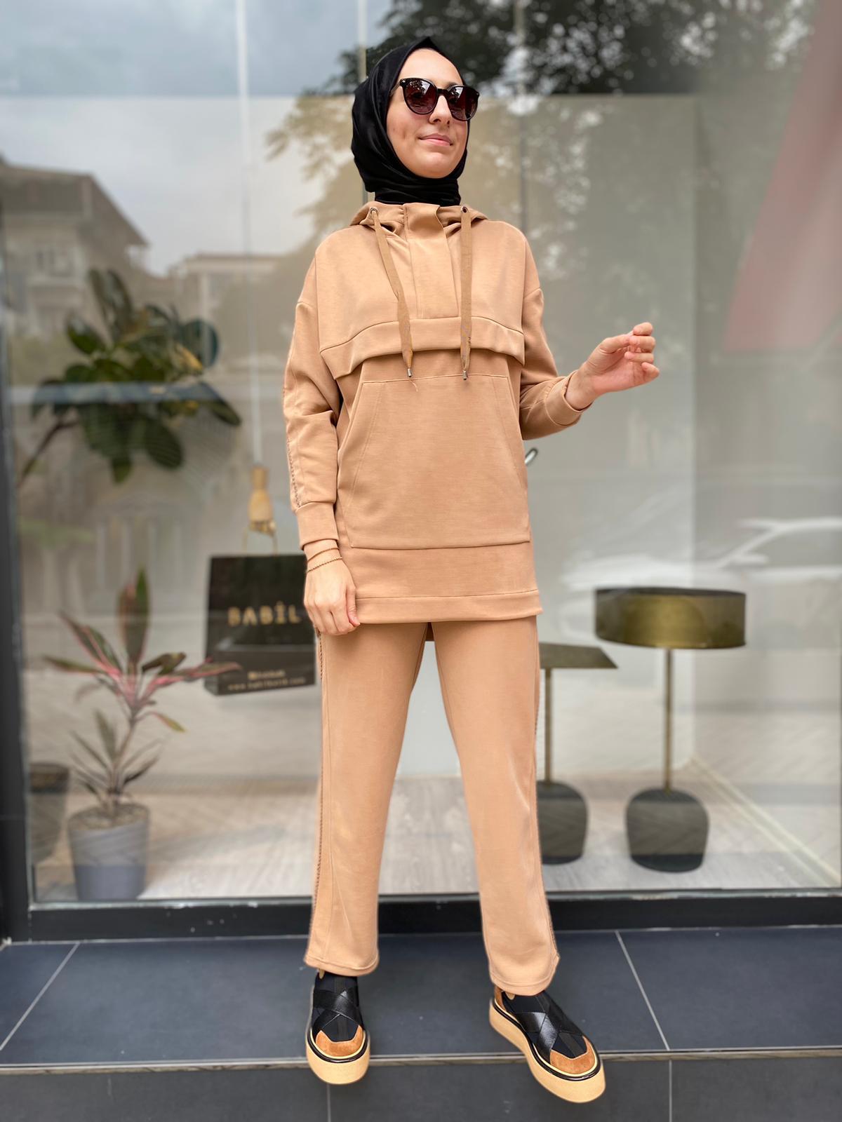 Venöve Zyra Sweat Ve Pantolon Takım Camel 24FWSWE0012