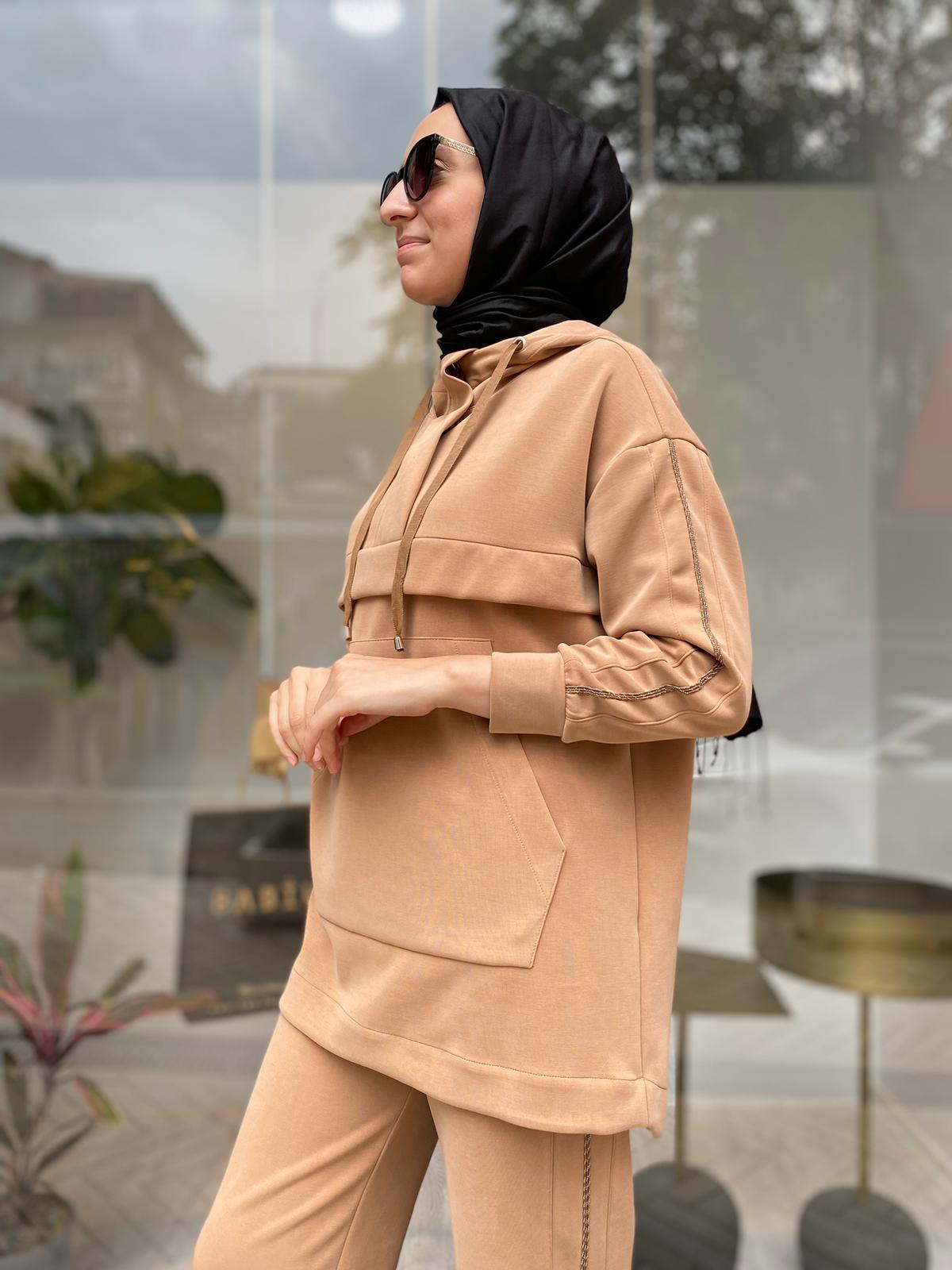 Venöve Zyra Sweat Ve Pantolon Takım Camel 24FWSWE0012