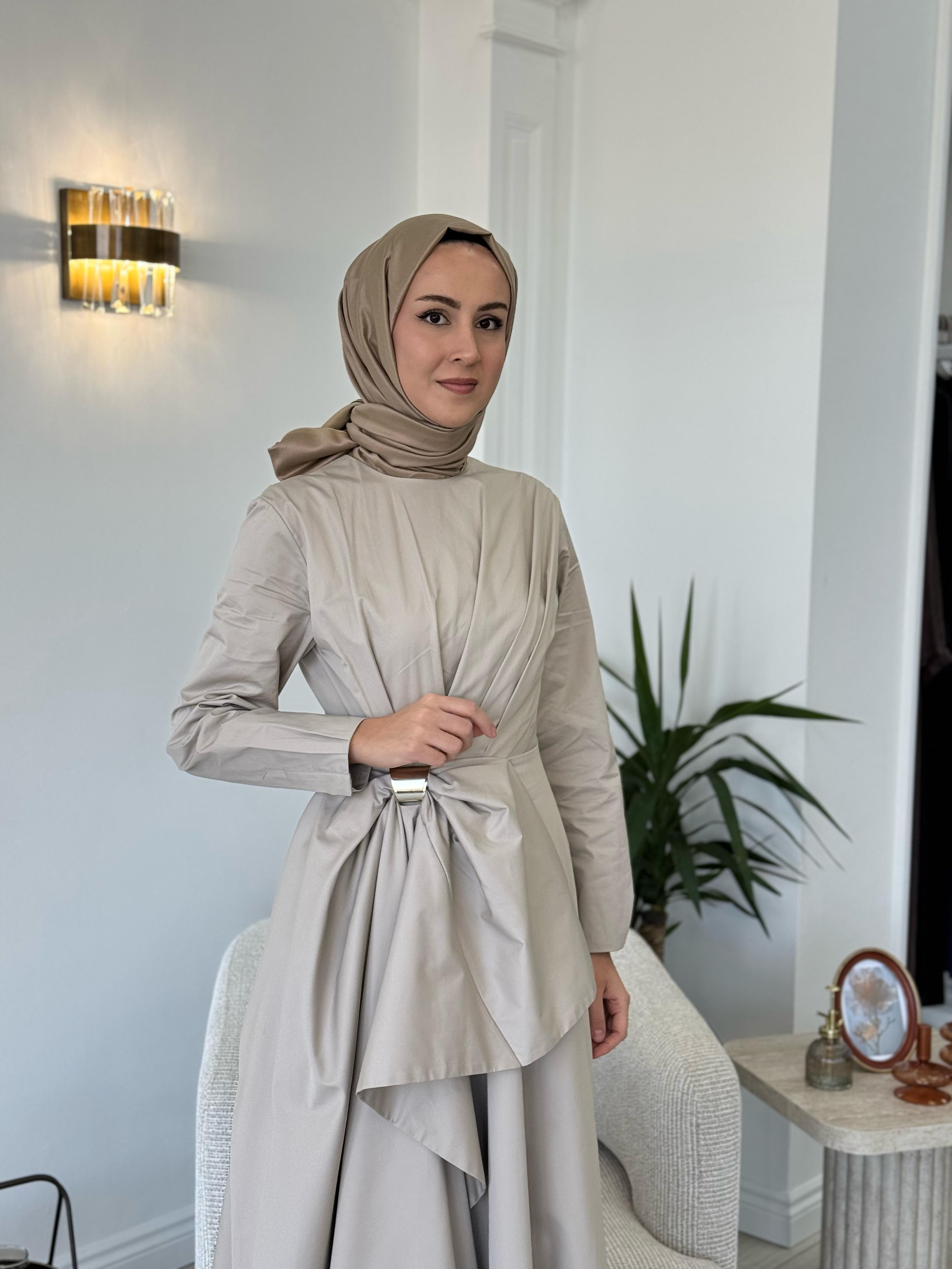 Vuu Beli Fiyonklu Elbise Bej 25ssv4007
