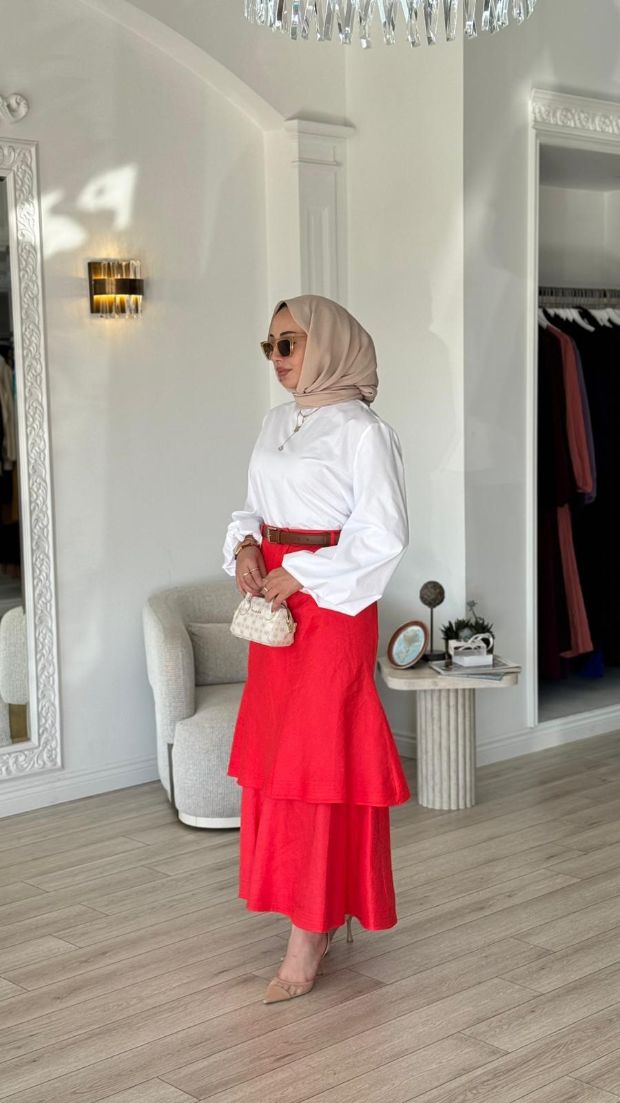 VUU İki Kat Volanlı Etek 26ss3002