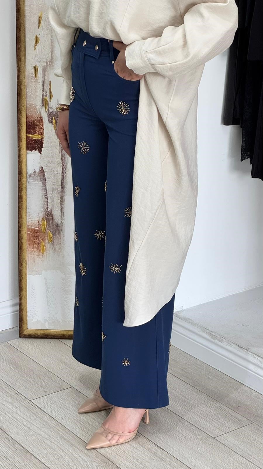 VUU İşlemeli Bol Denim Pantolon 26ss4047