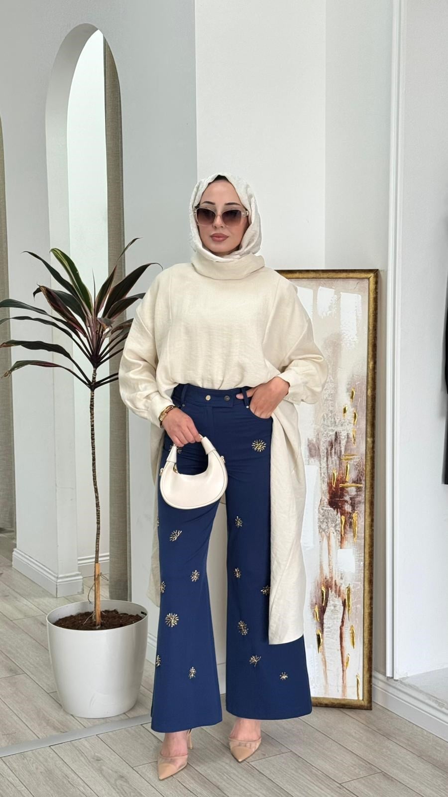 VUU İşlemeli Bol Denim Pantolon 26ss4047