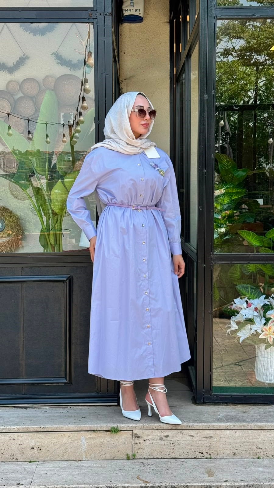 VUU Kemerli Poplin Gömlek Elbise 26ss5033
