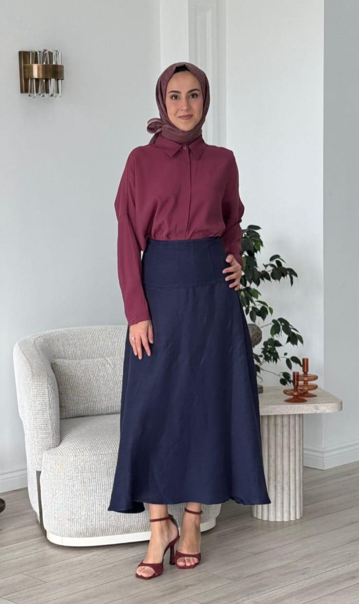 Vuu Lacivert Kloş Etek 25ssv2014