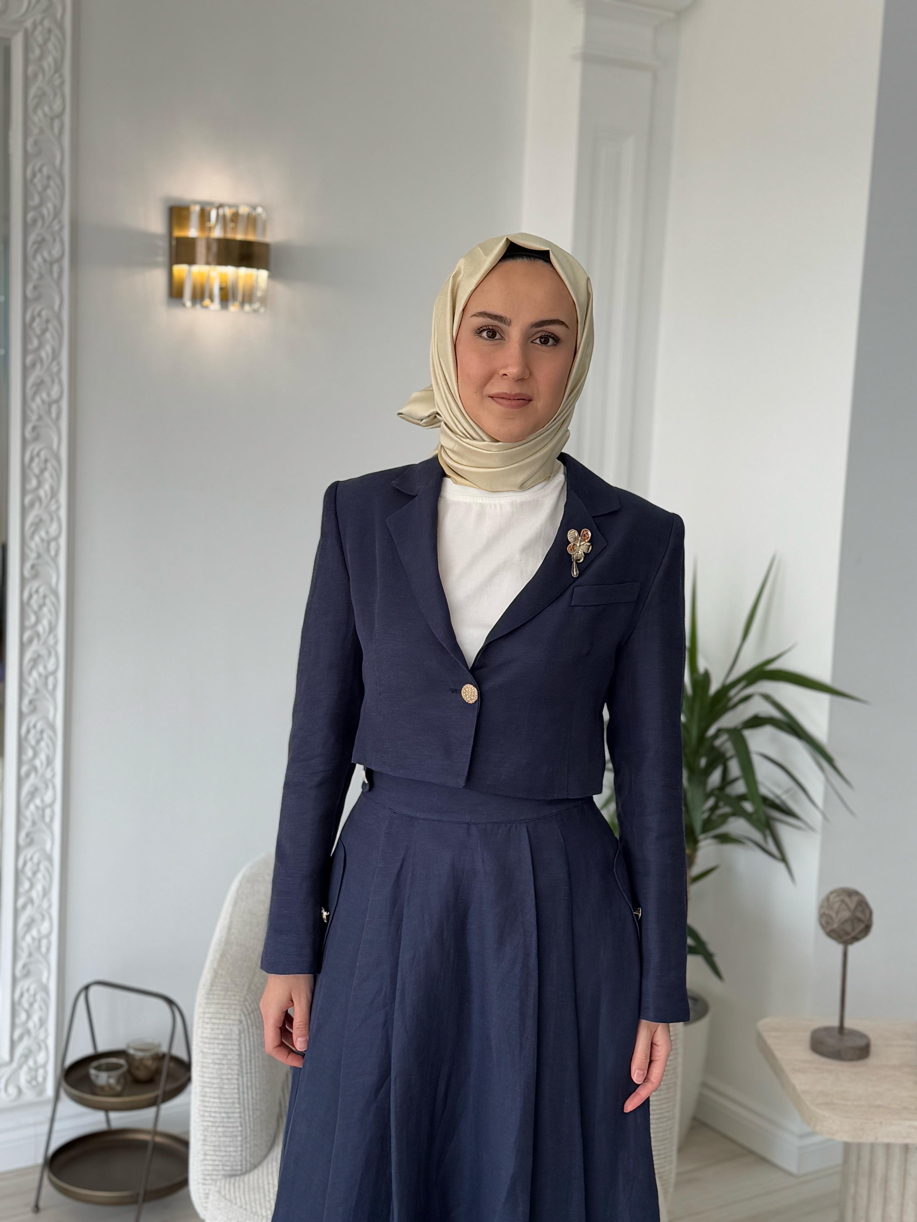Vuu Mini Keten Ceket Etek Takım 25ssv3014