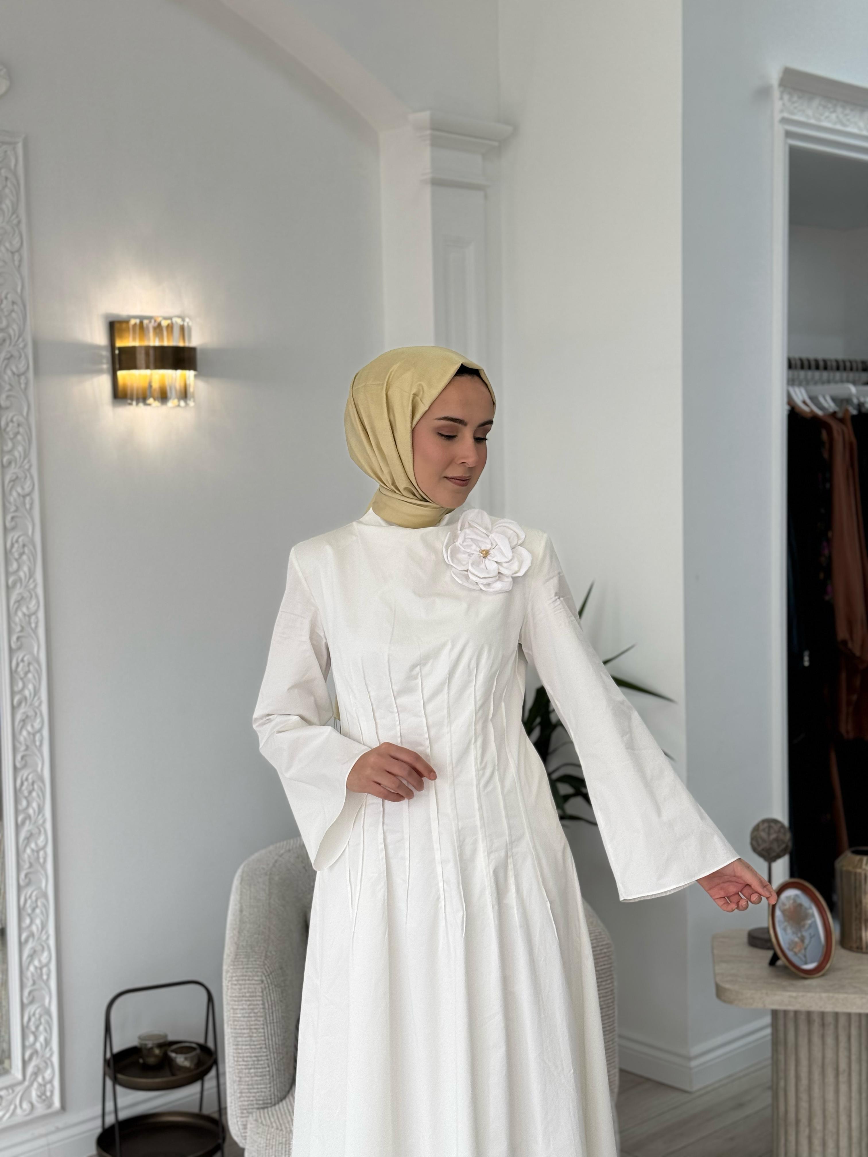 Vuu Pens Detaylı Elbise Beyaz 25ssv4014