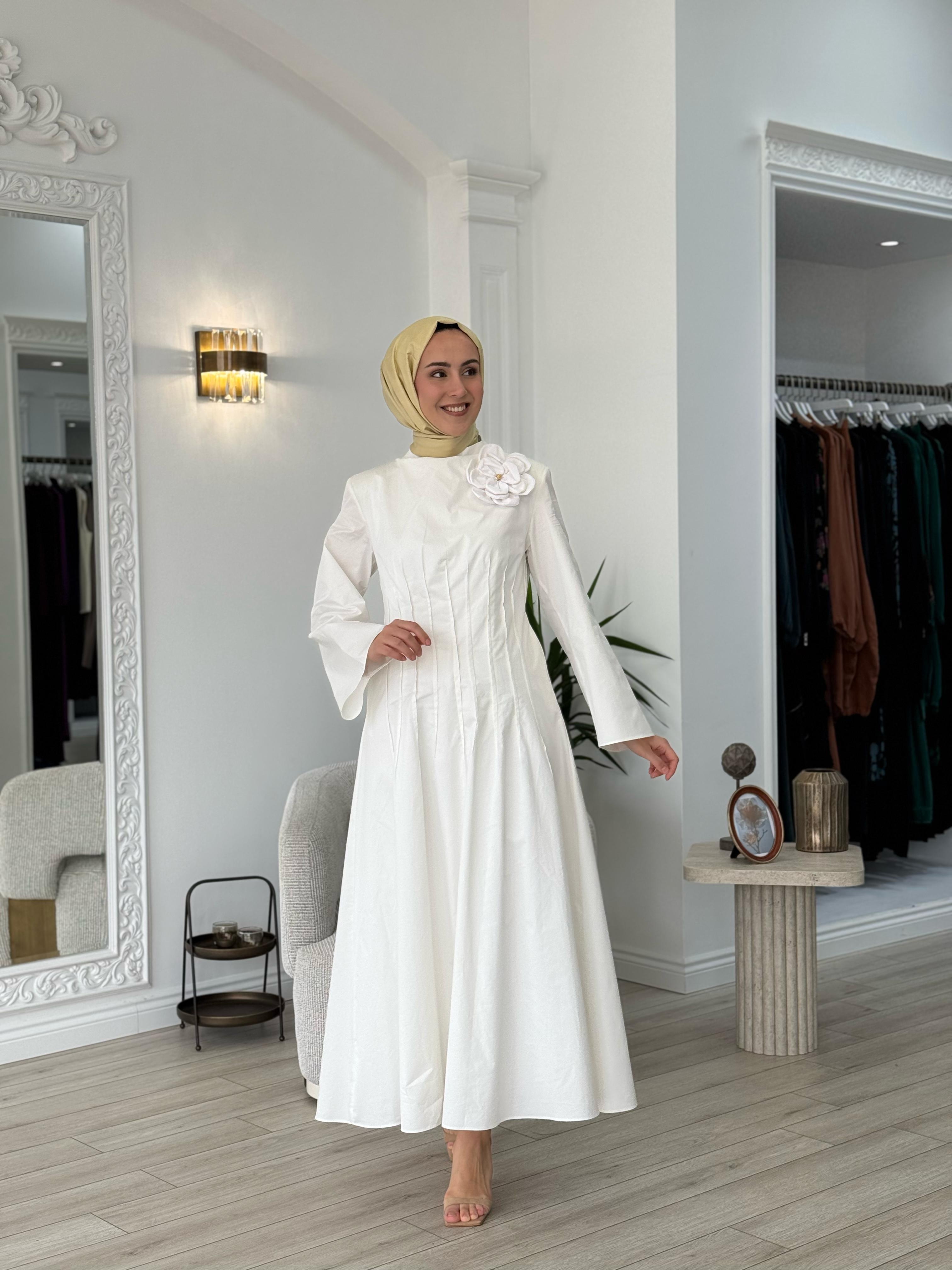 Vuu Pens Detaylı Elbise Beyaz 25ssv4014