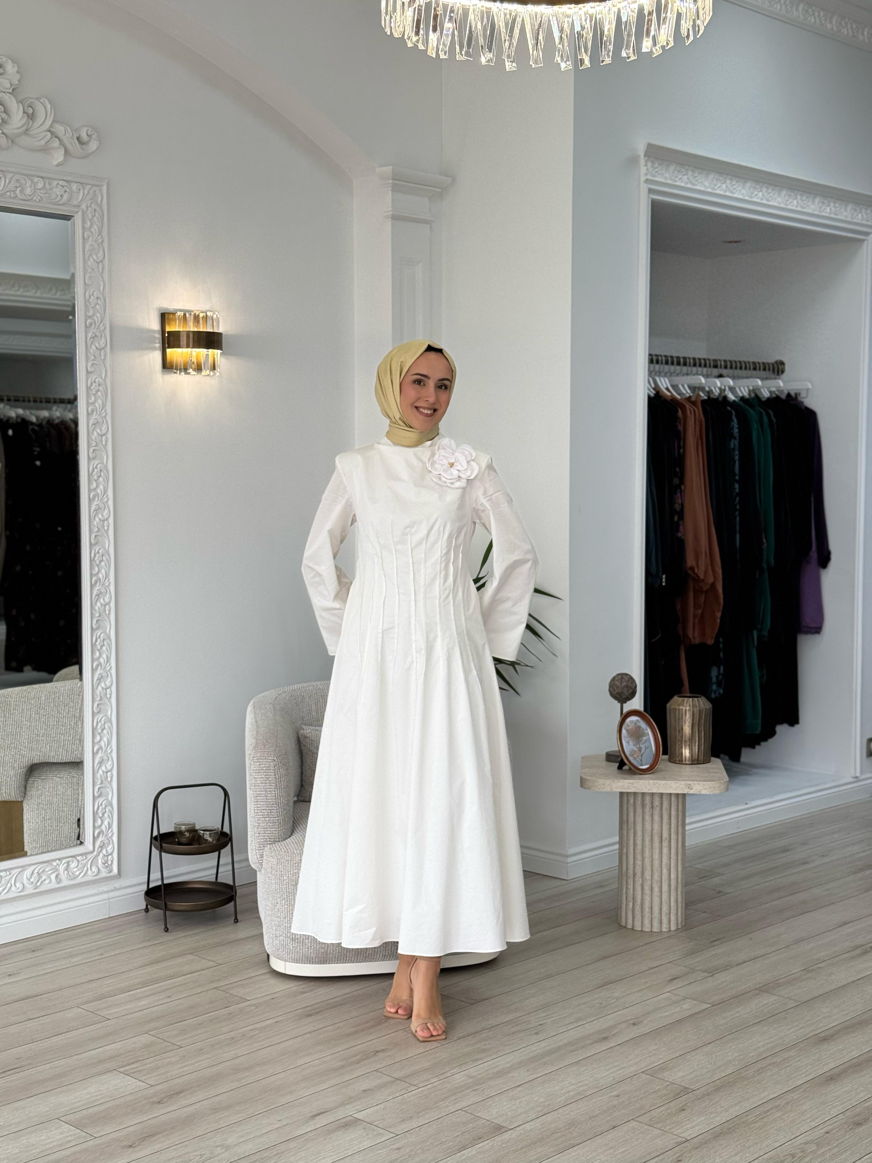 Vuu Pens Detaylı Elbise Beyaz 25ssv4014