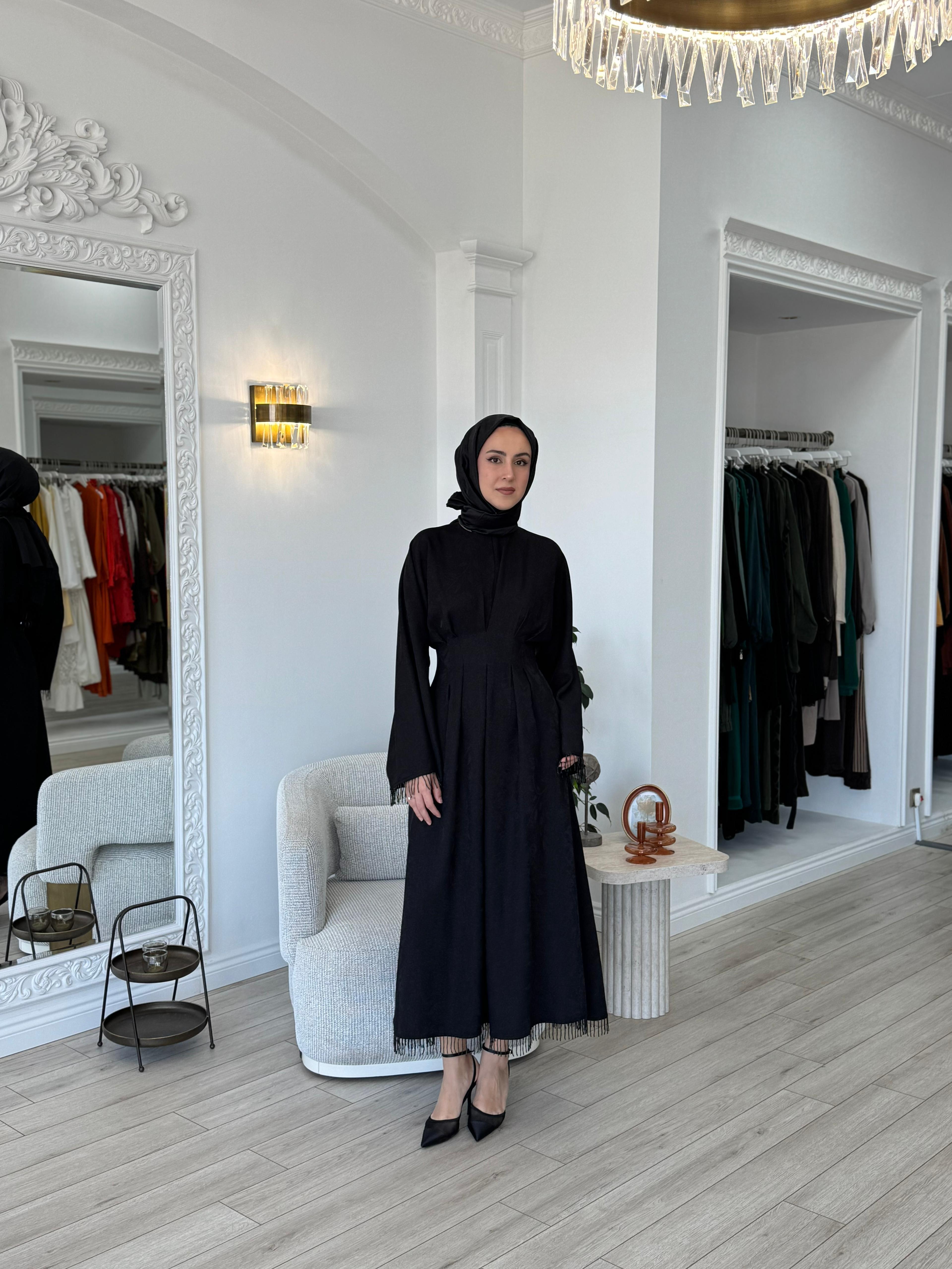 Vuu Simli Şal Desenli Boncuklu Elbise 25ssv4023