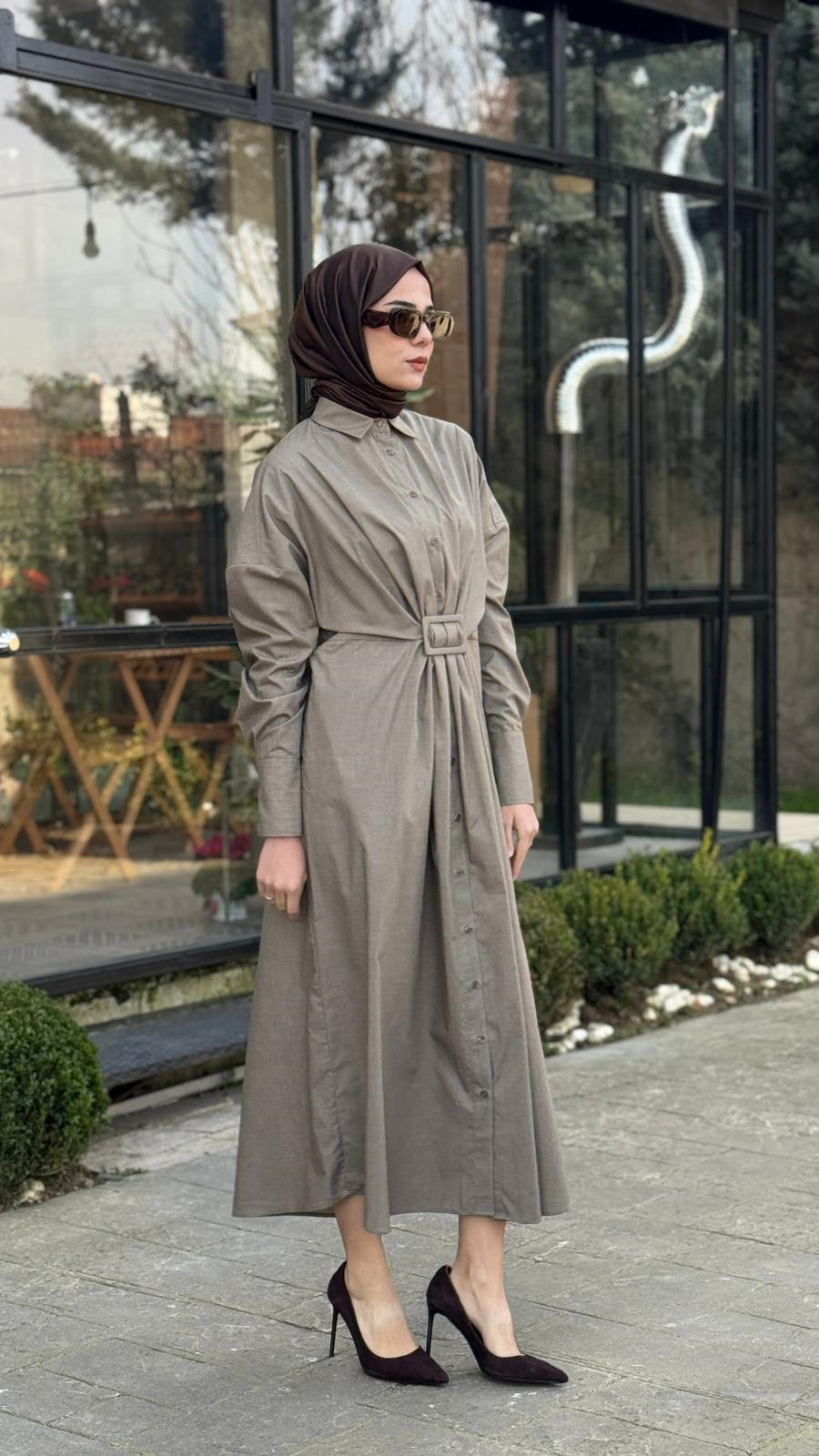 VUU Tokalı Gömlek Elbise 26ss5019