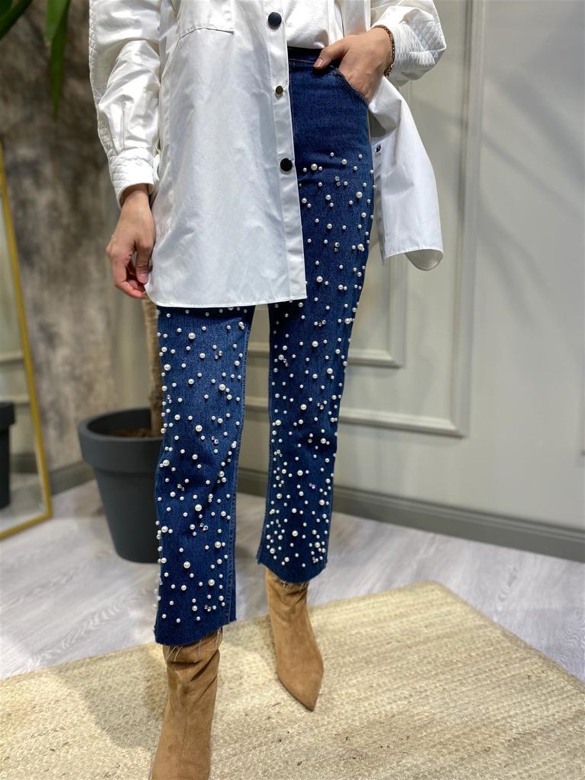 Yesim İncili Kot Pantalon Mavi 12042