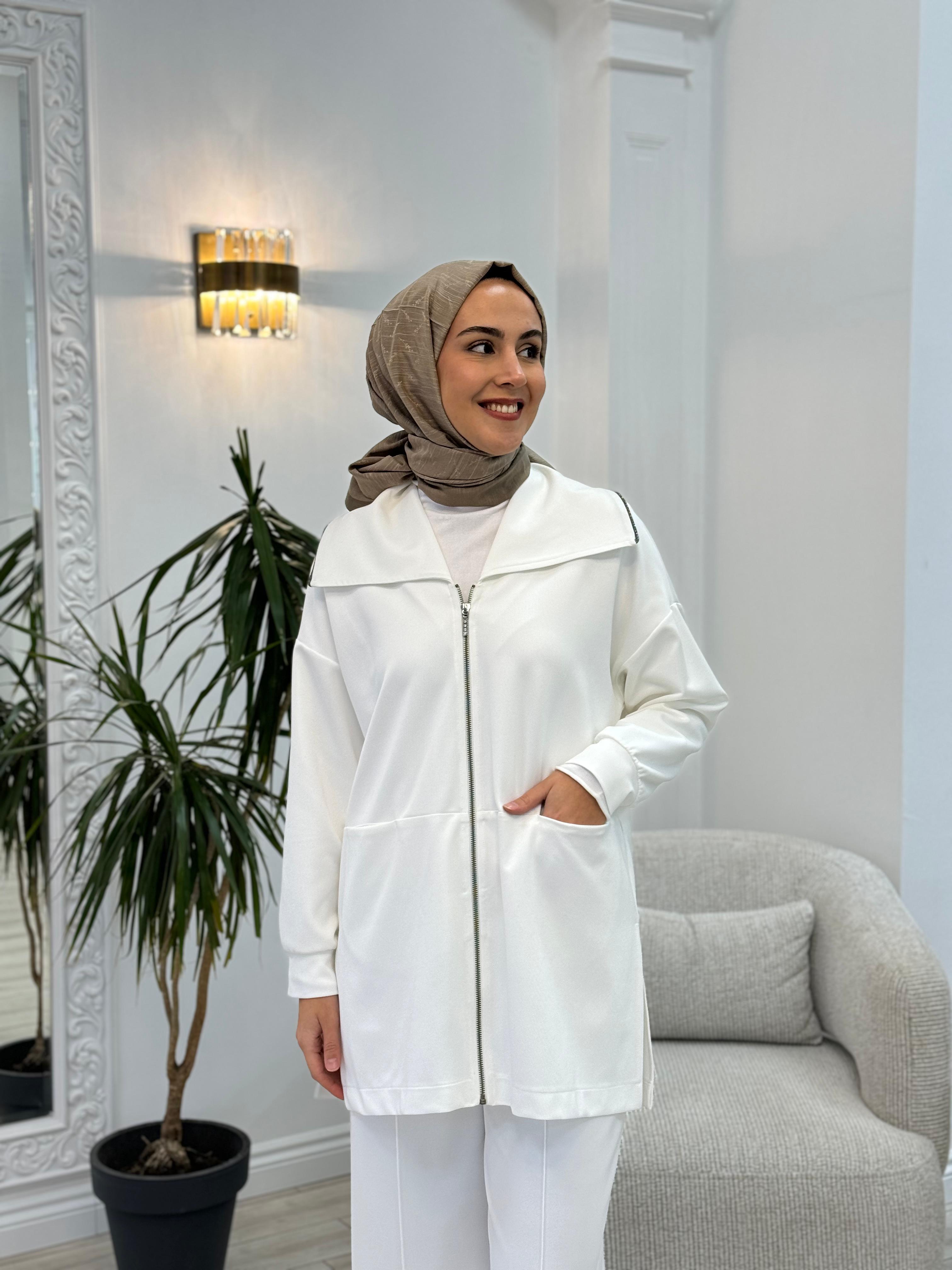 Zems Beyaz Pantolonlu Takım Zems-2510