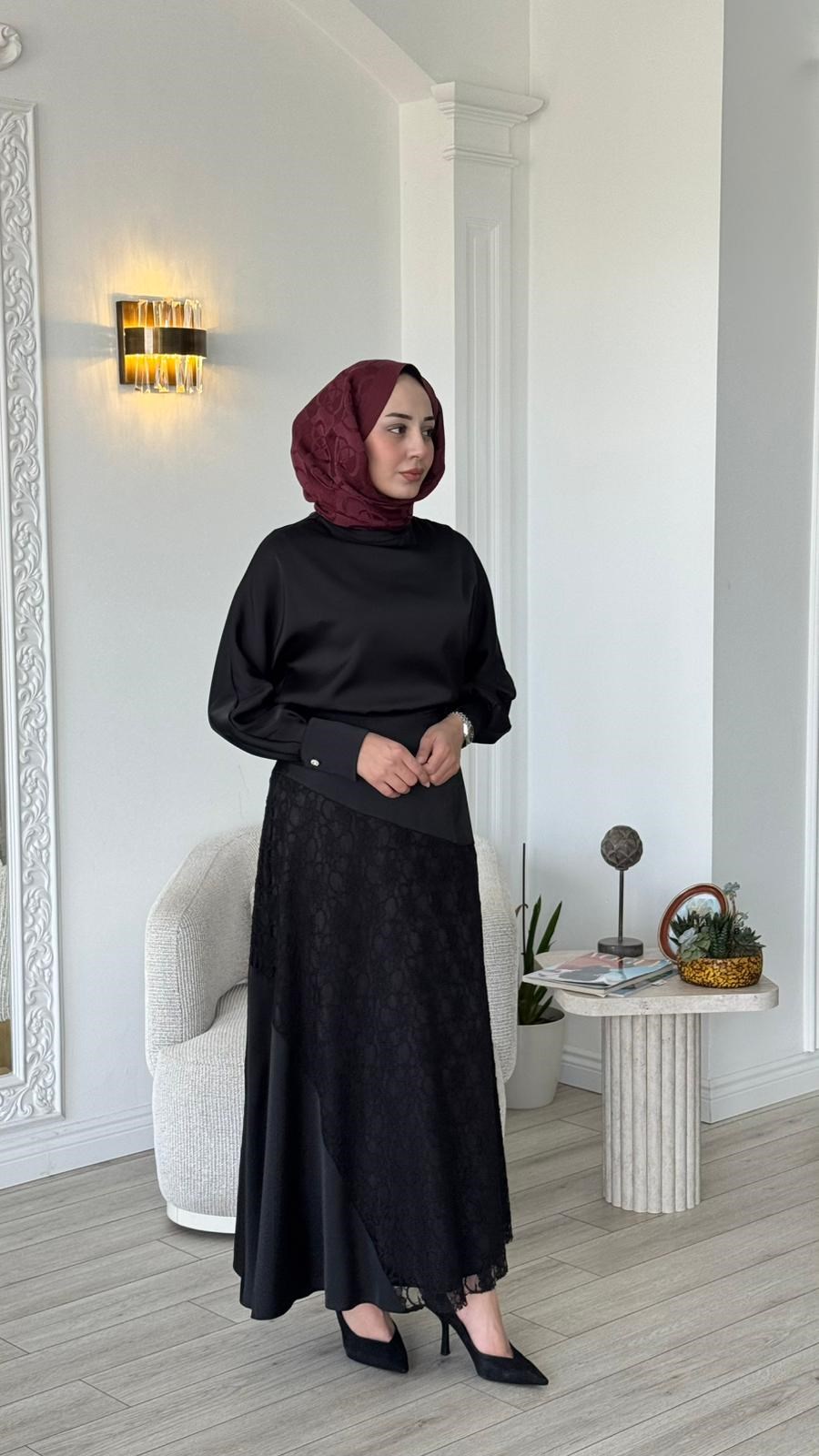 Zems Dantelli Saten Takım 2T079