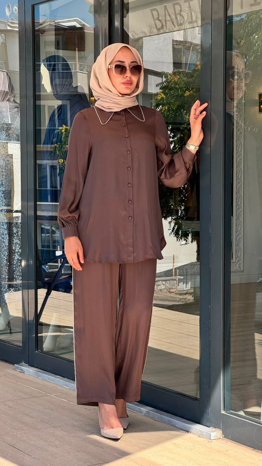 Zems İşleme Boncuklu Detaylı Pantolonlu Takım 2t063