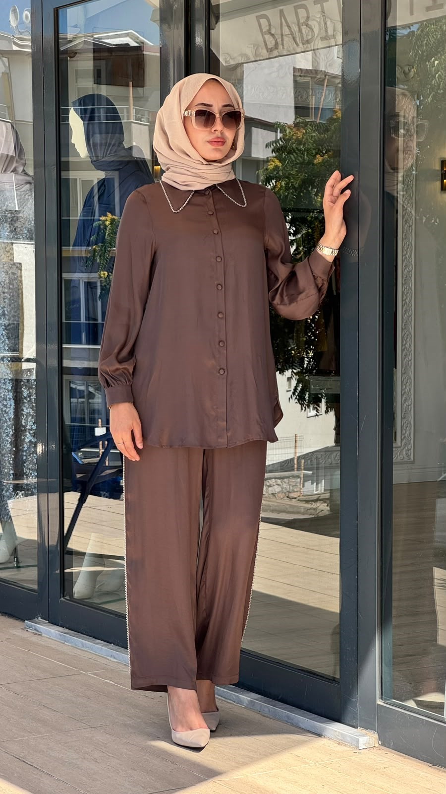 Zems İşleme Boncuklu Detaylı Pantolonlu Takım 2t063