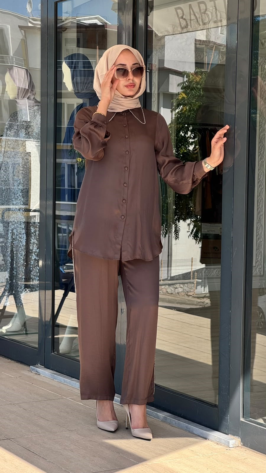 Zems İşleme Boncuklu Detaylı Pantolonlu Takım 2t063