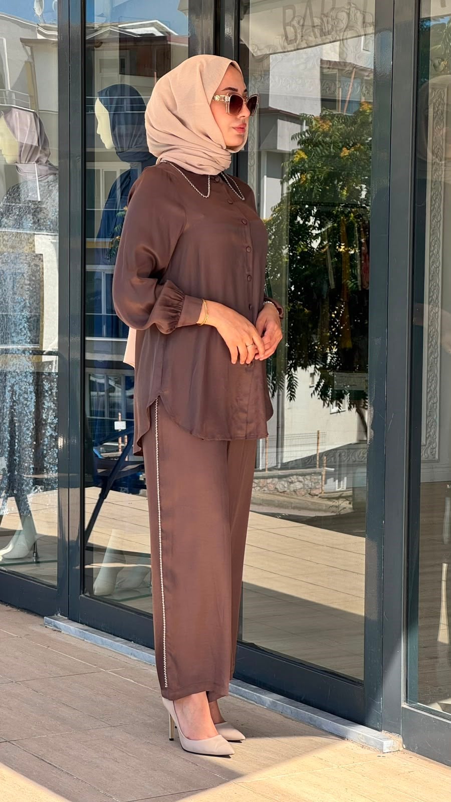 Zems İşleme Boncuklu Detaylı Pantolonlu Takım 2t063