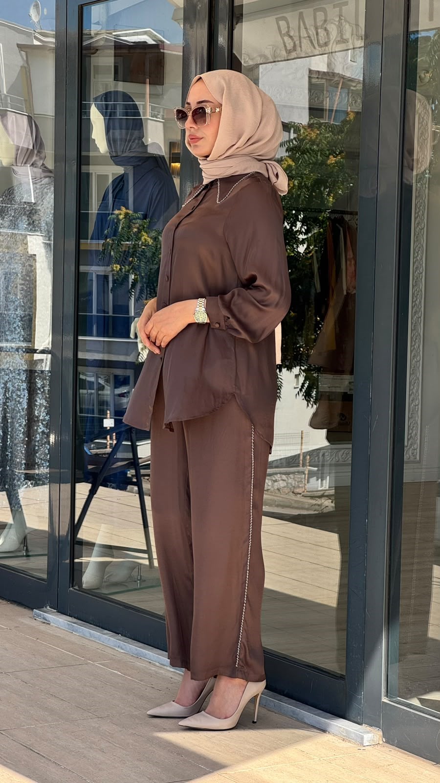 Zems İşleme Boncuklu Detaylı Pantolonlu Takım 2t063