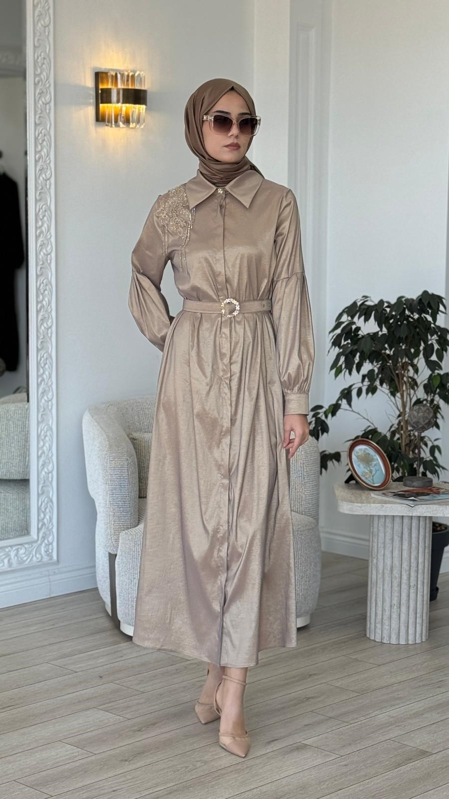Zems İşlemeli Gömlek Elbise 2822