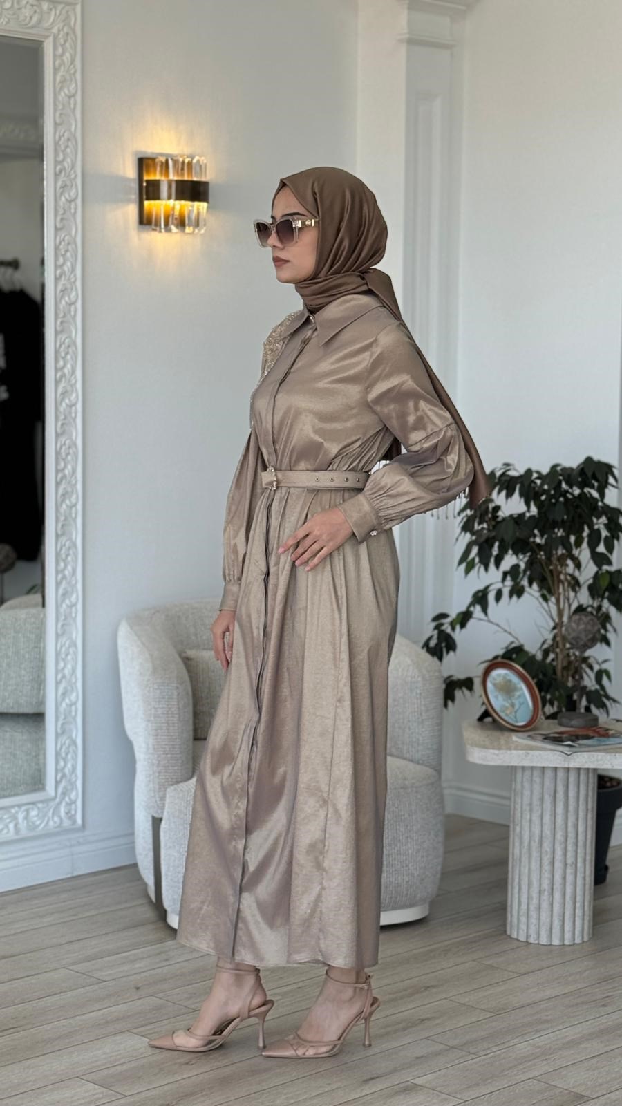 Zems İşlemeli Gömlek Elbise 2822