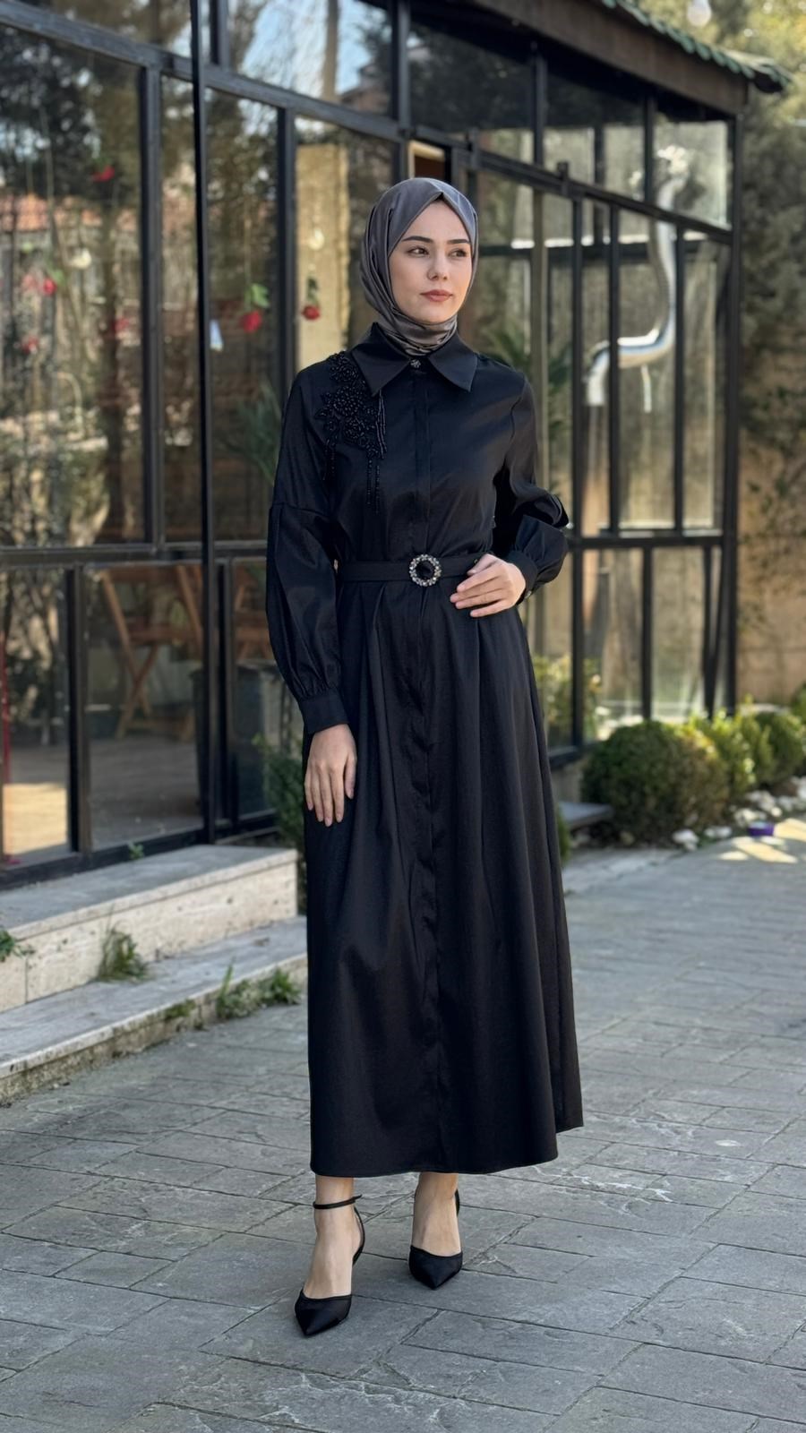 Zems İşlemeli Gömlek Elbise 2822