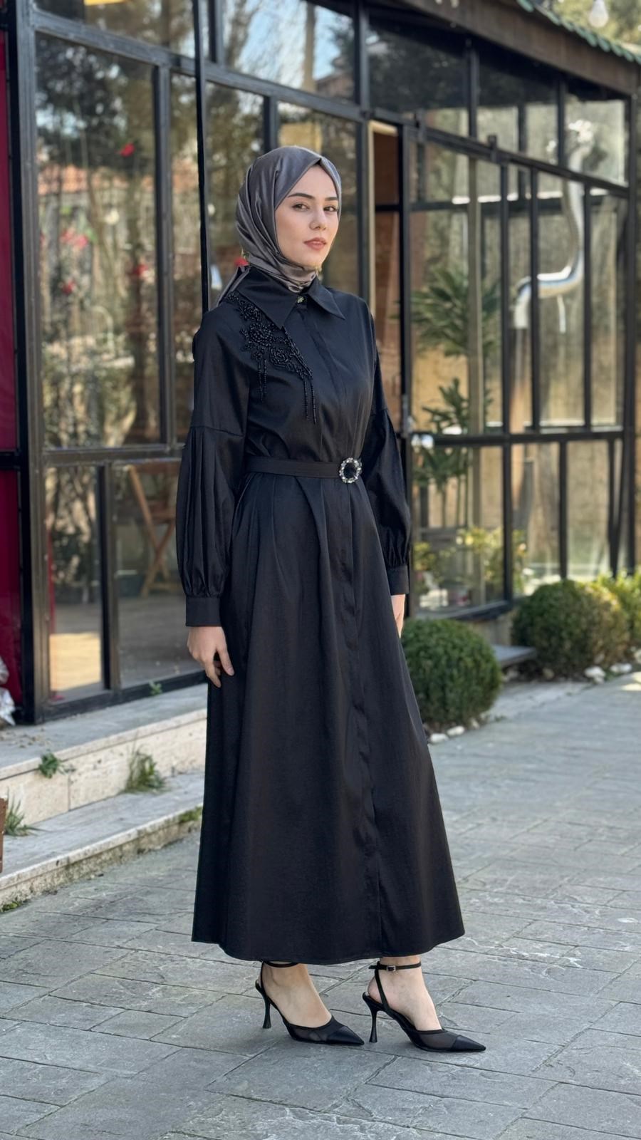 Zems İşlemeli Gömlek Elbise 2822