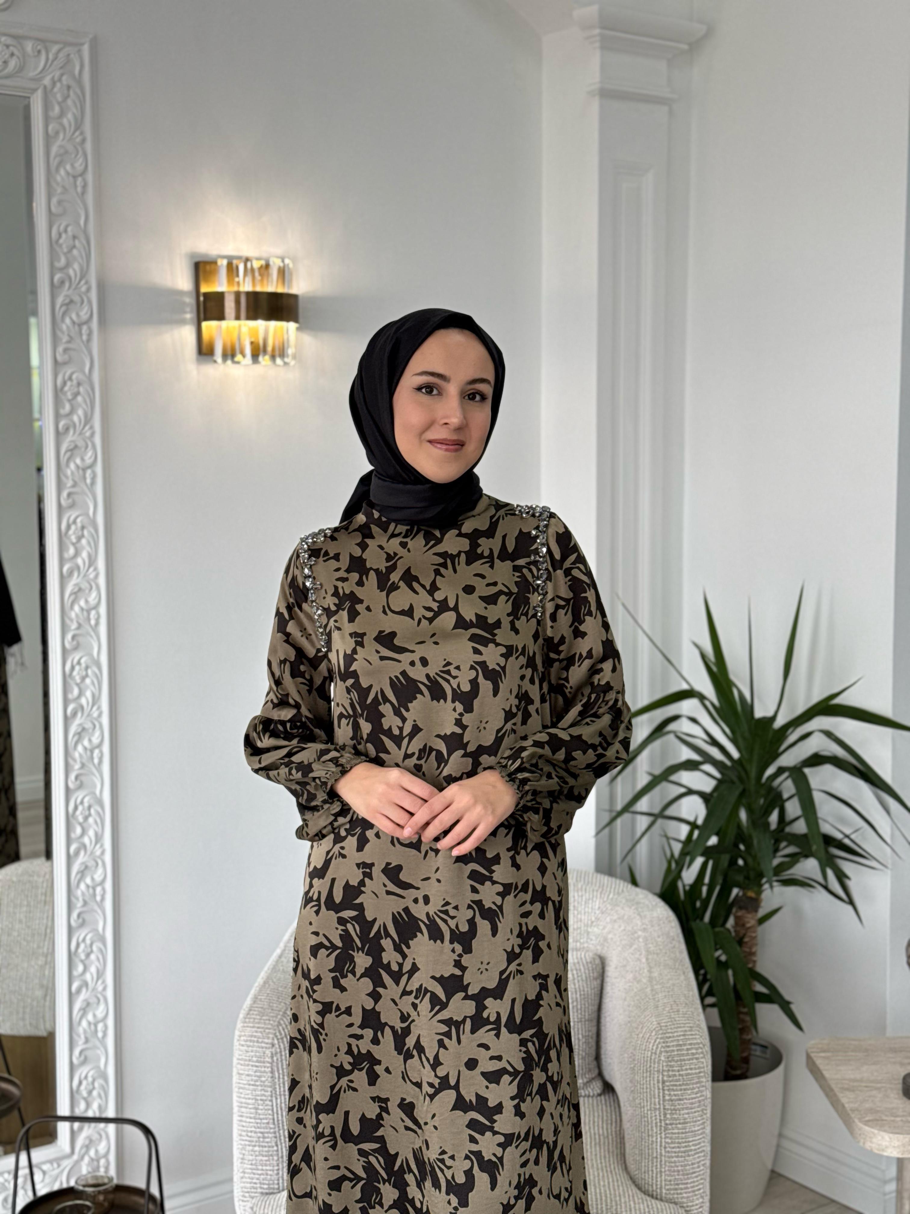 Zems Omzu Taşlı Elbise 2656