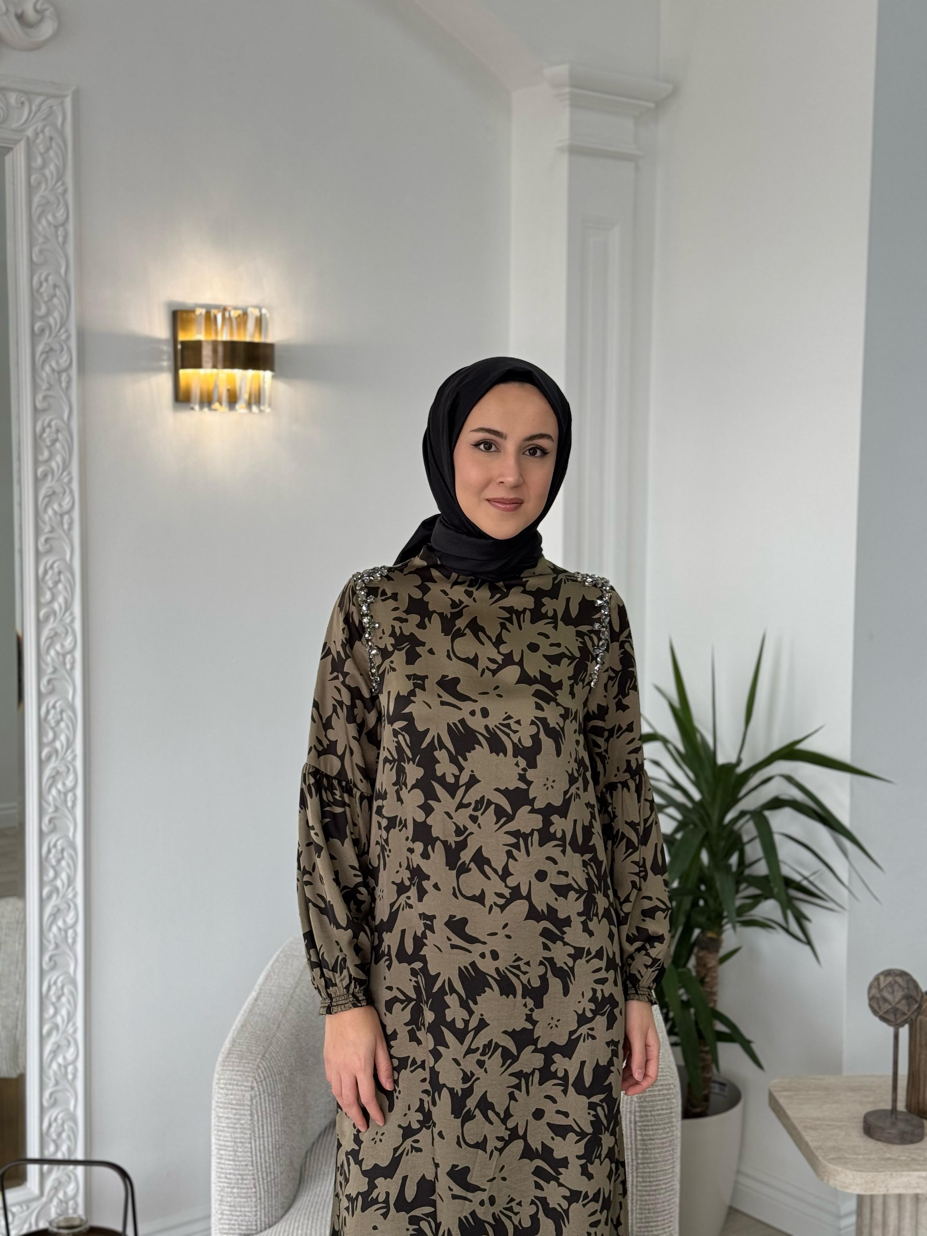 Zems Omzu Taşlı Elbise 2656