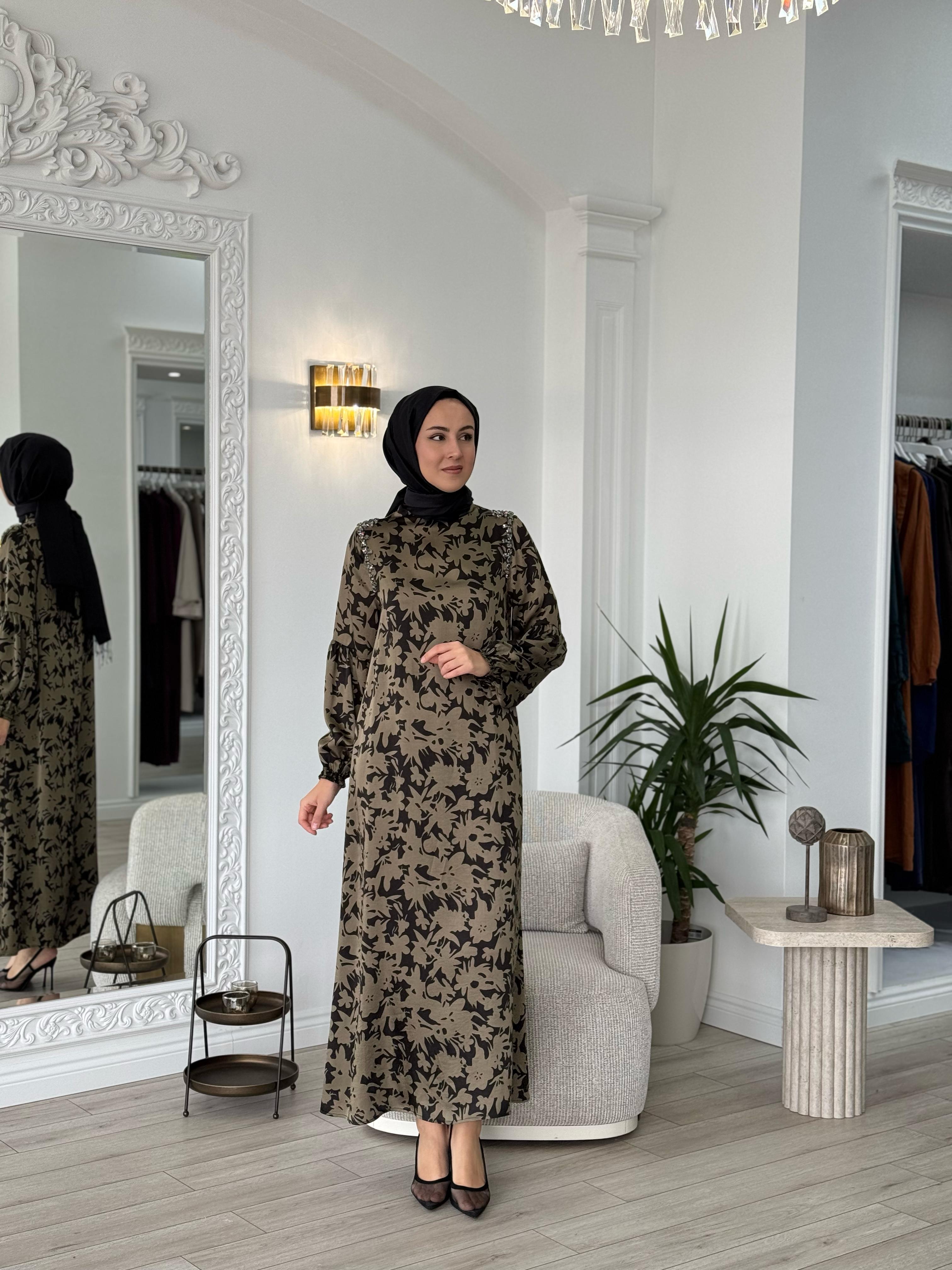 Zems Omzu Taşlı Elbise 2656