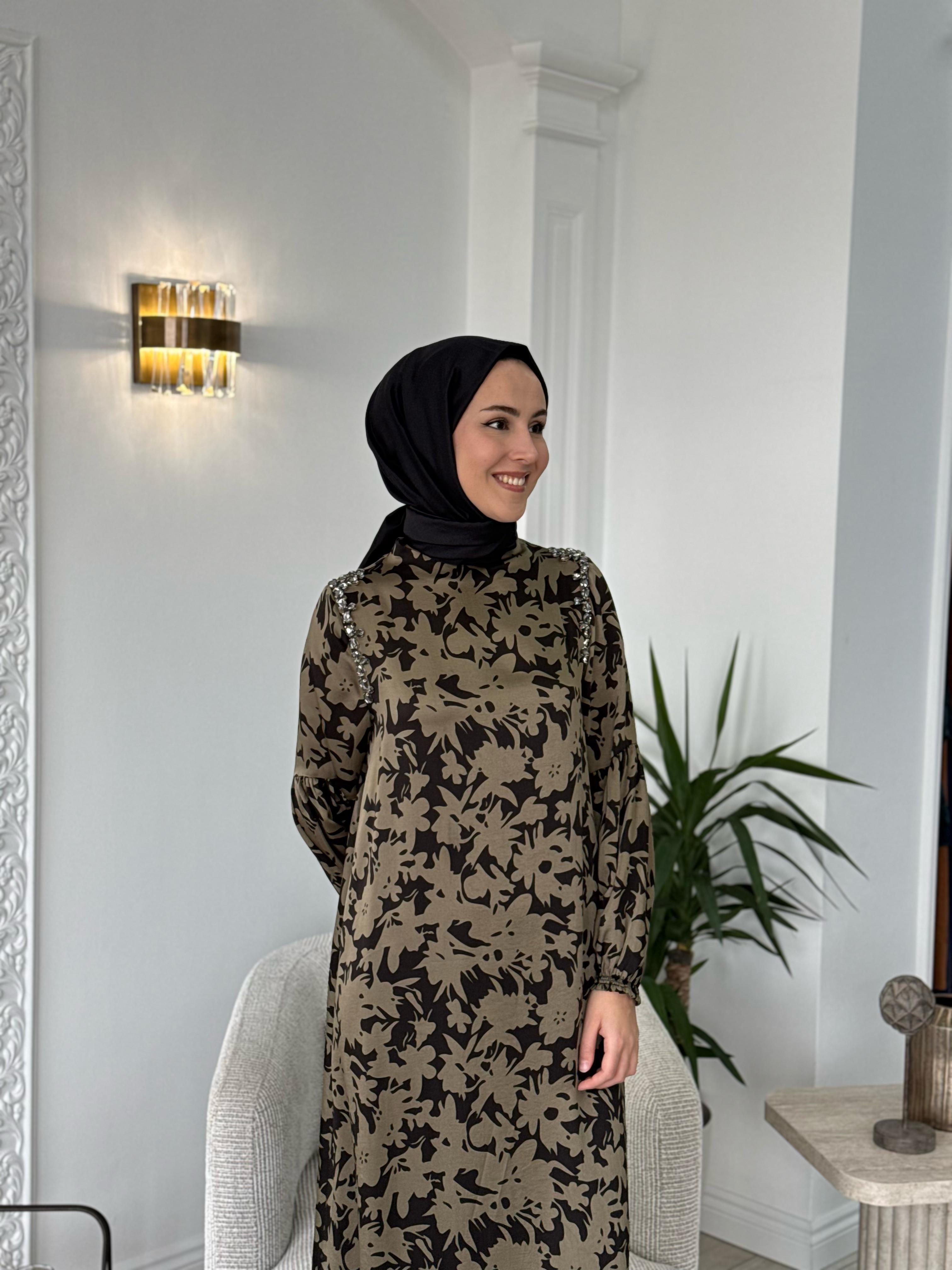 Zems Omzu Taşlı Elbise 2656
