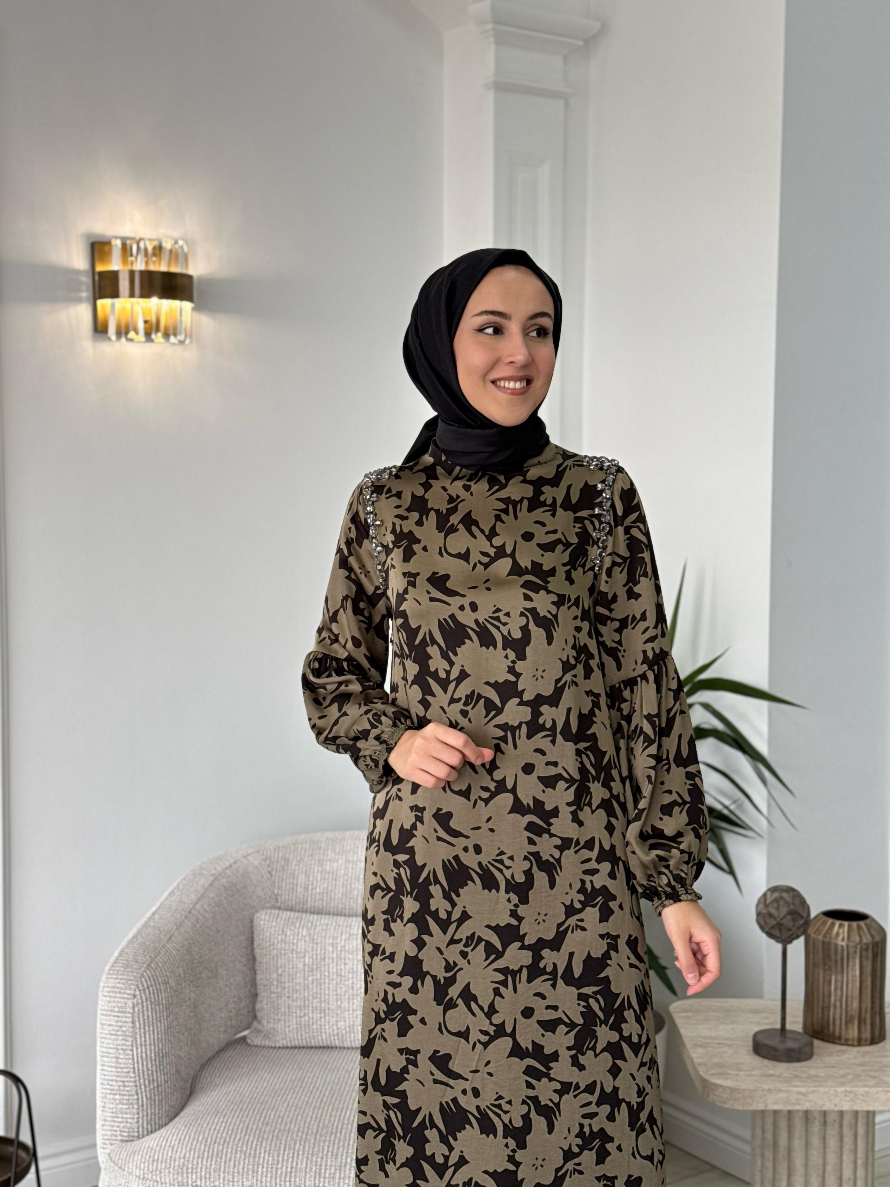 Zems Omzu Taşlı Elbise 2656