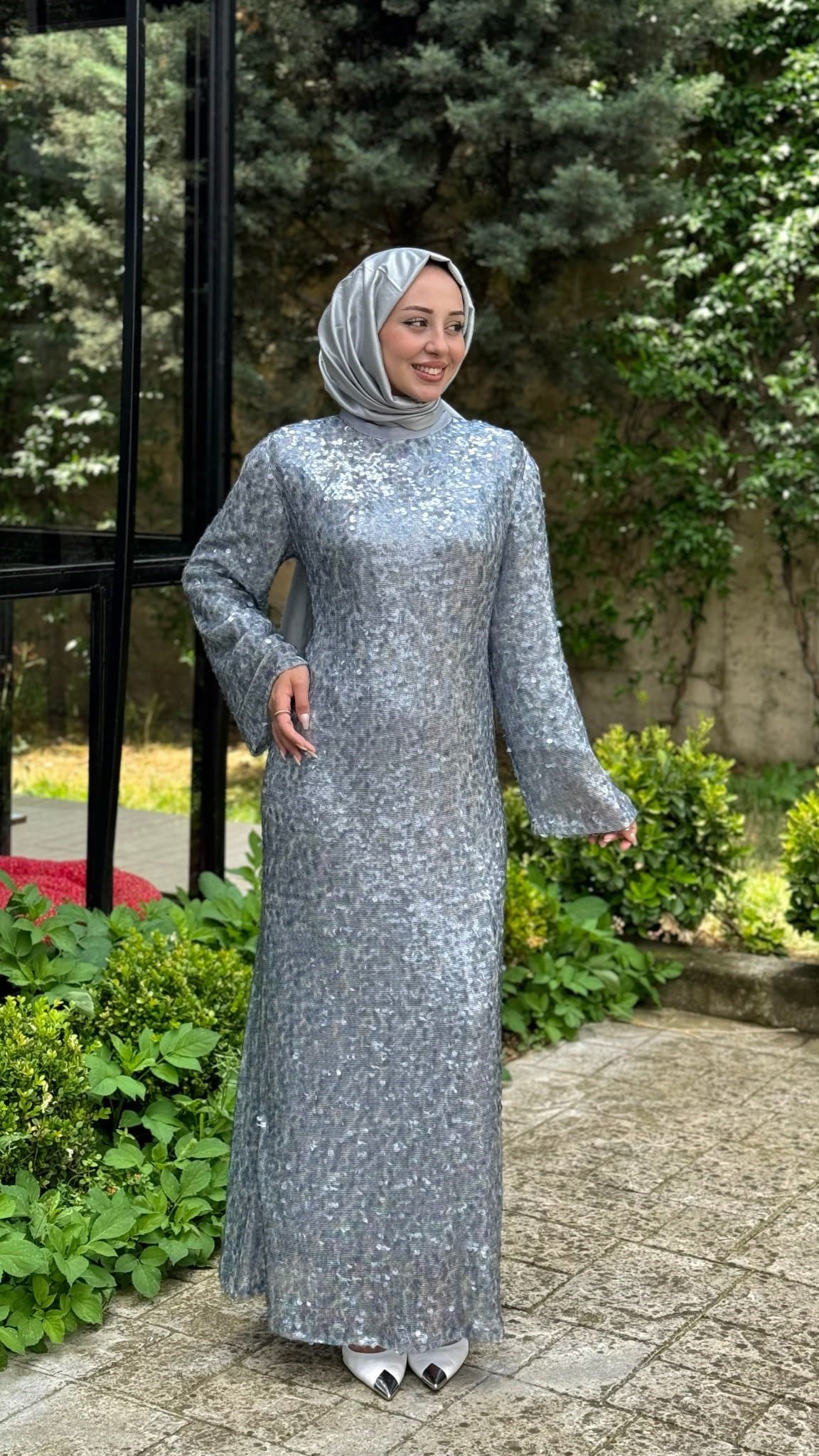 Zems Pul Kaplama Abiye Elbise 2853